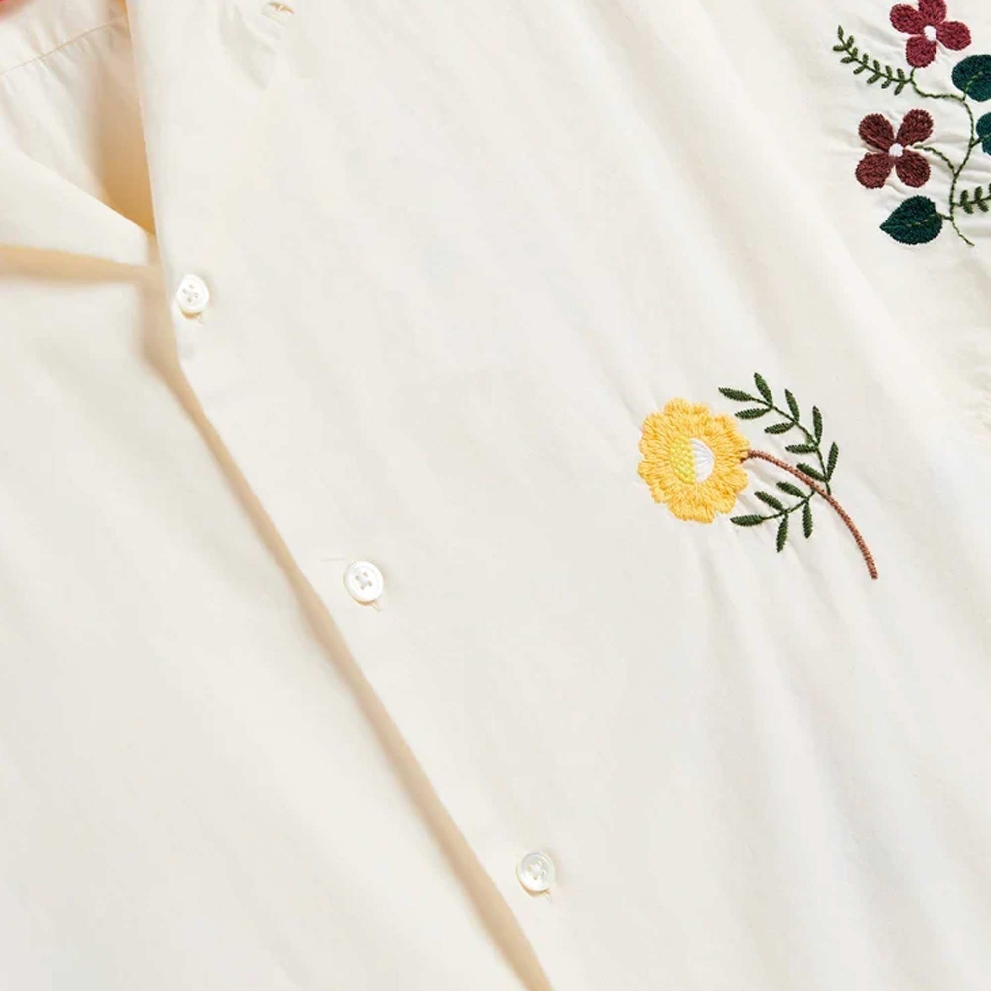 Embroidery Flowers Shirt - Ecru
