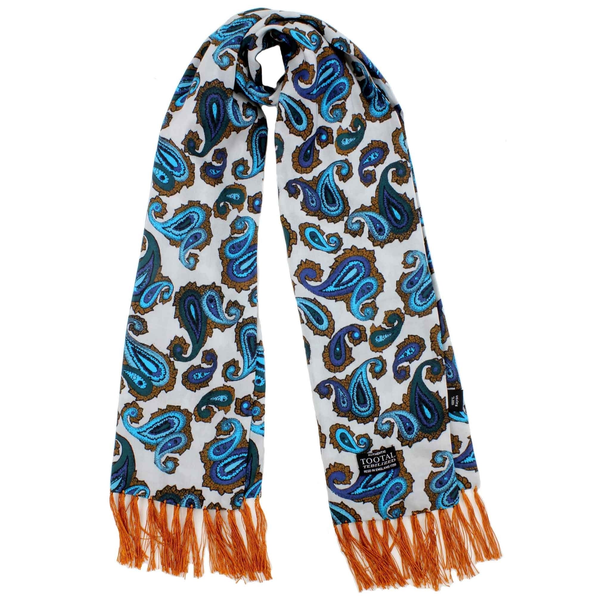 Tootal Scarves Double Paisley Scarf - Ocean Blue