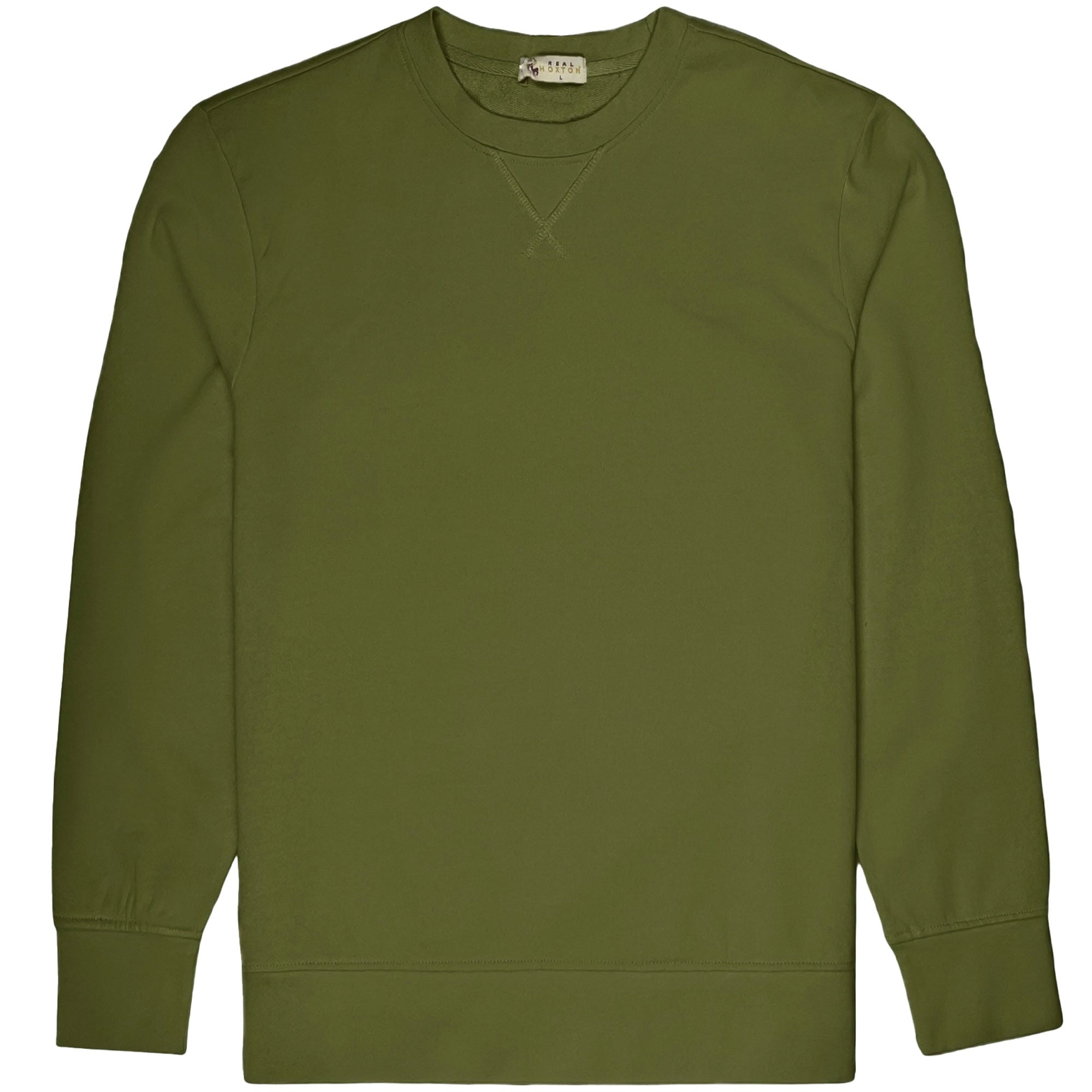 Real Hoxton Loopback Cotton Sweatshirt - Army Green