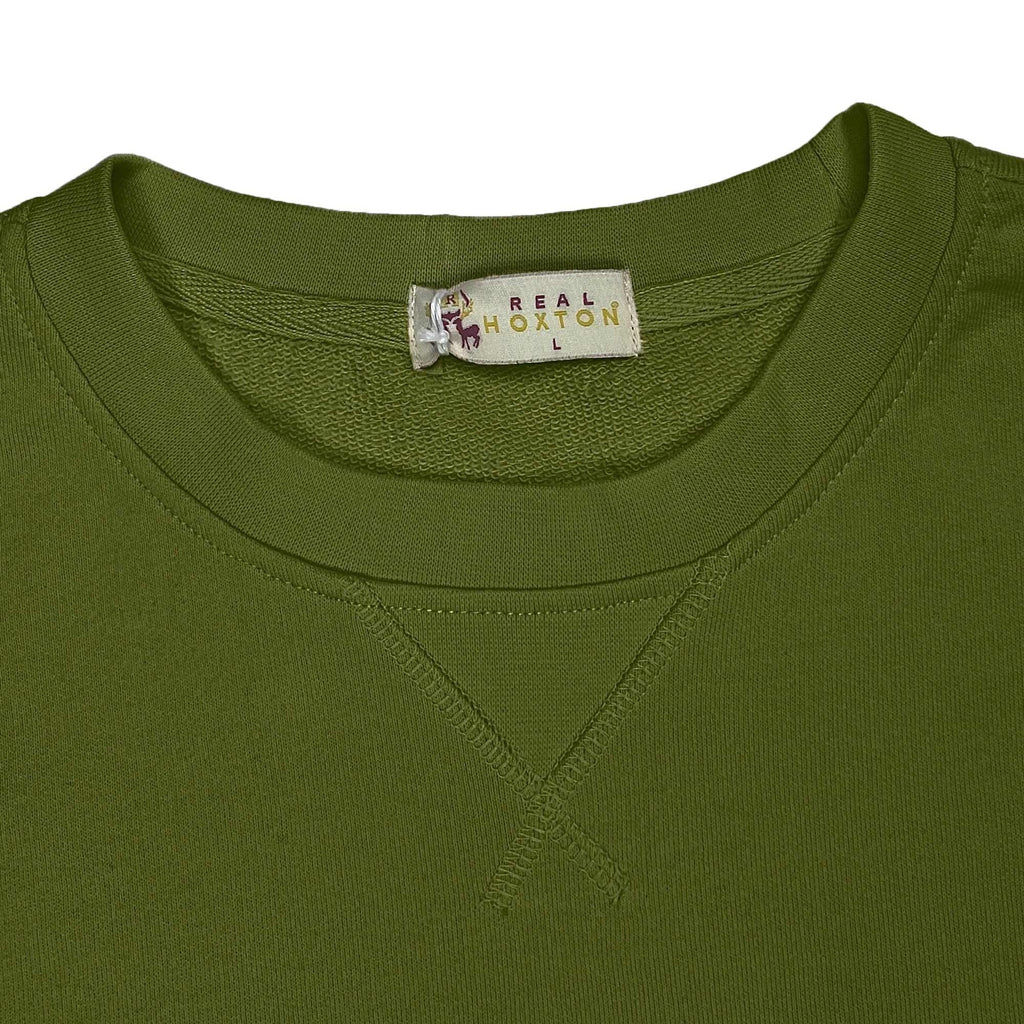 Real Hoxton Loopback Cotton Sweatshirt - Army Green
