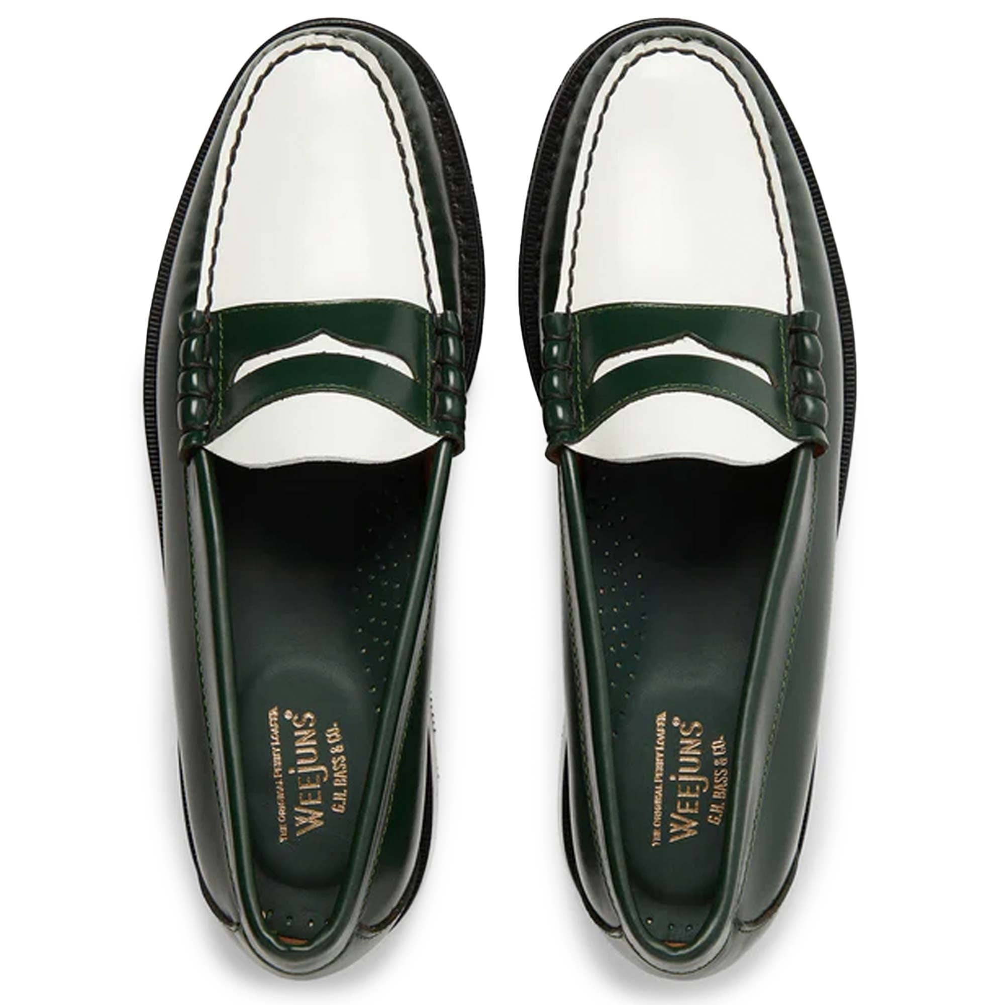 Larson Penny Loafers - Dark Green/White