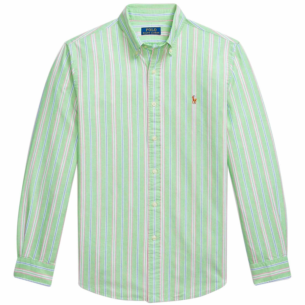 Custom Fit Striped Oxford Shirt - Green