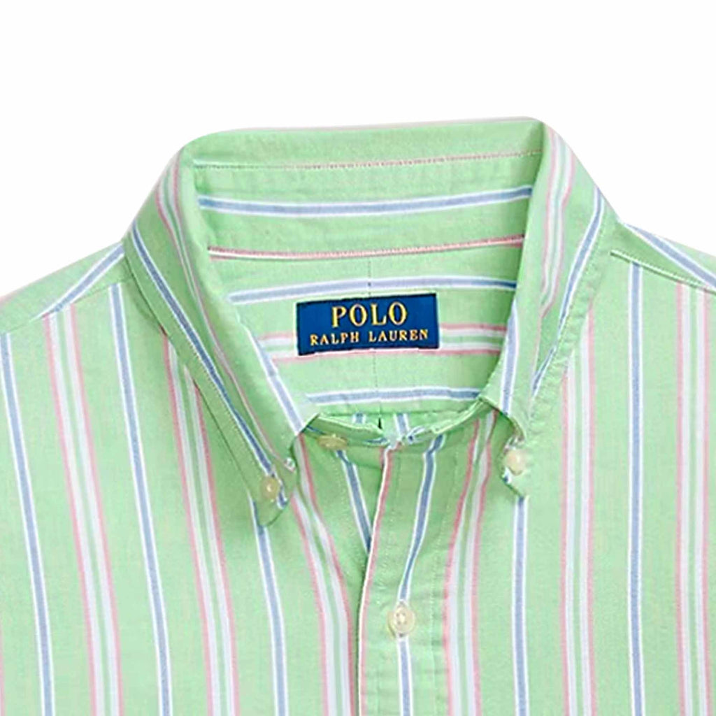 Custom Fit Striped Oxford Shirt - Green