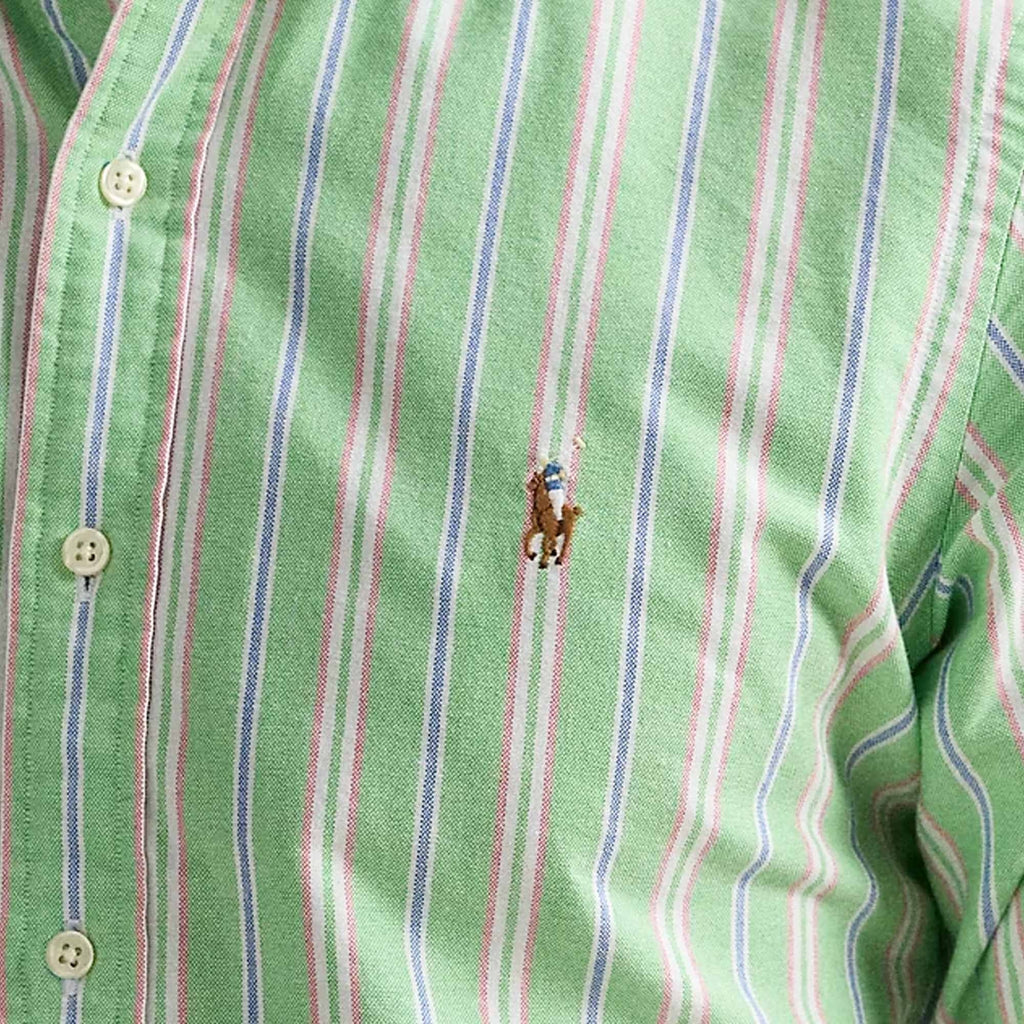 Custom Fit Striped Oxford Shirt - Green
