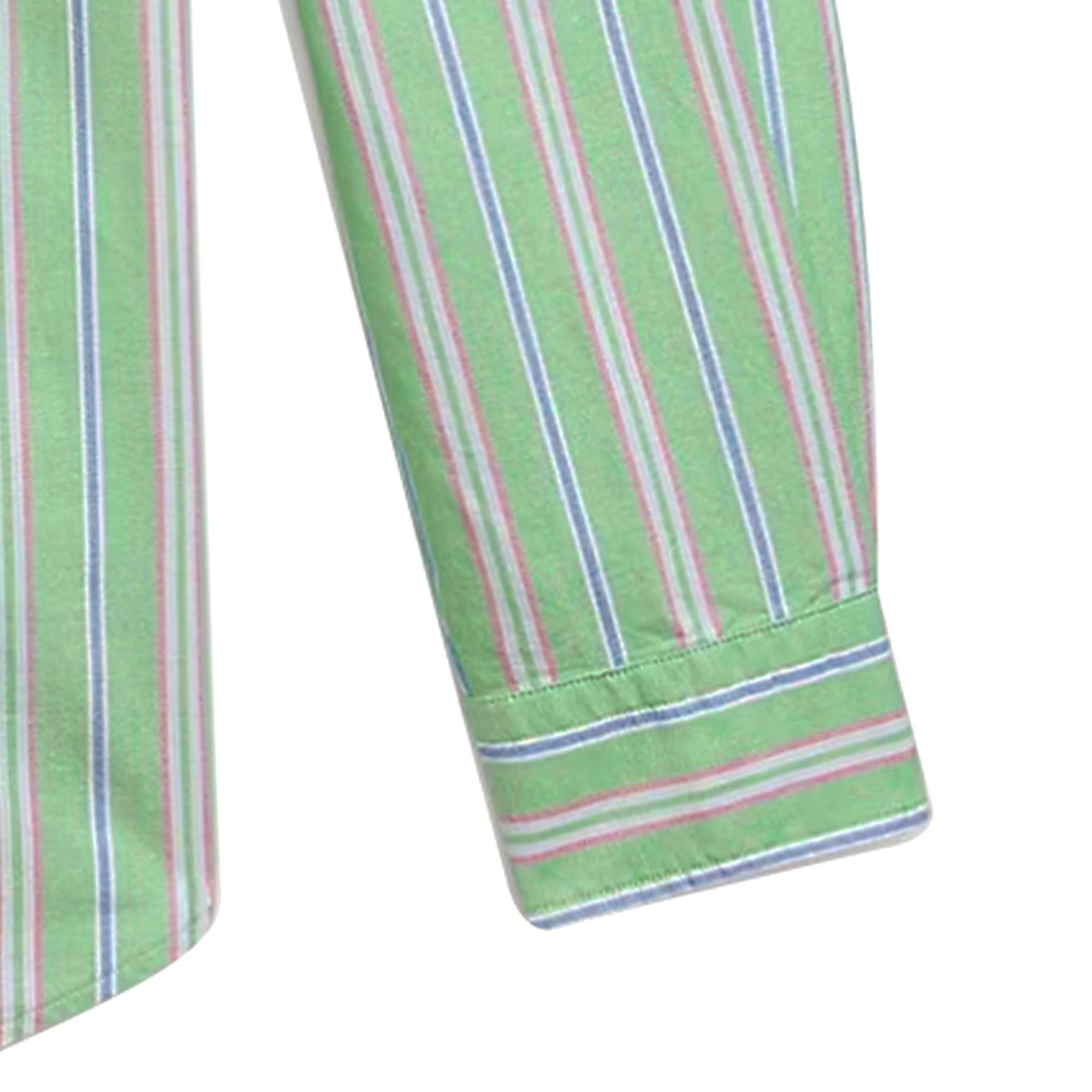 Custom Fit Striped Oxford Shirt - Green