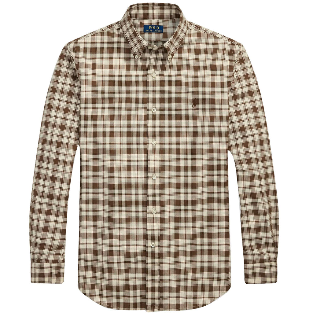 Polo Ralph Lauren Custom Fit Plaid Oxford Shirt - Brown