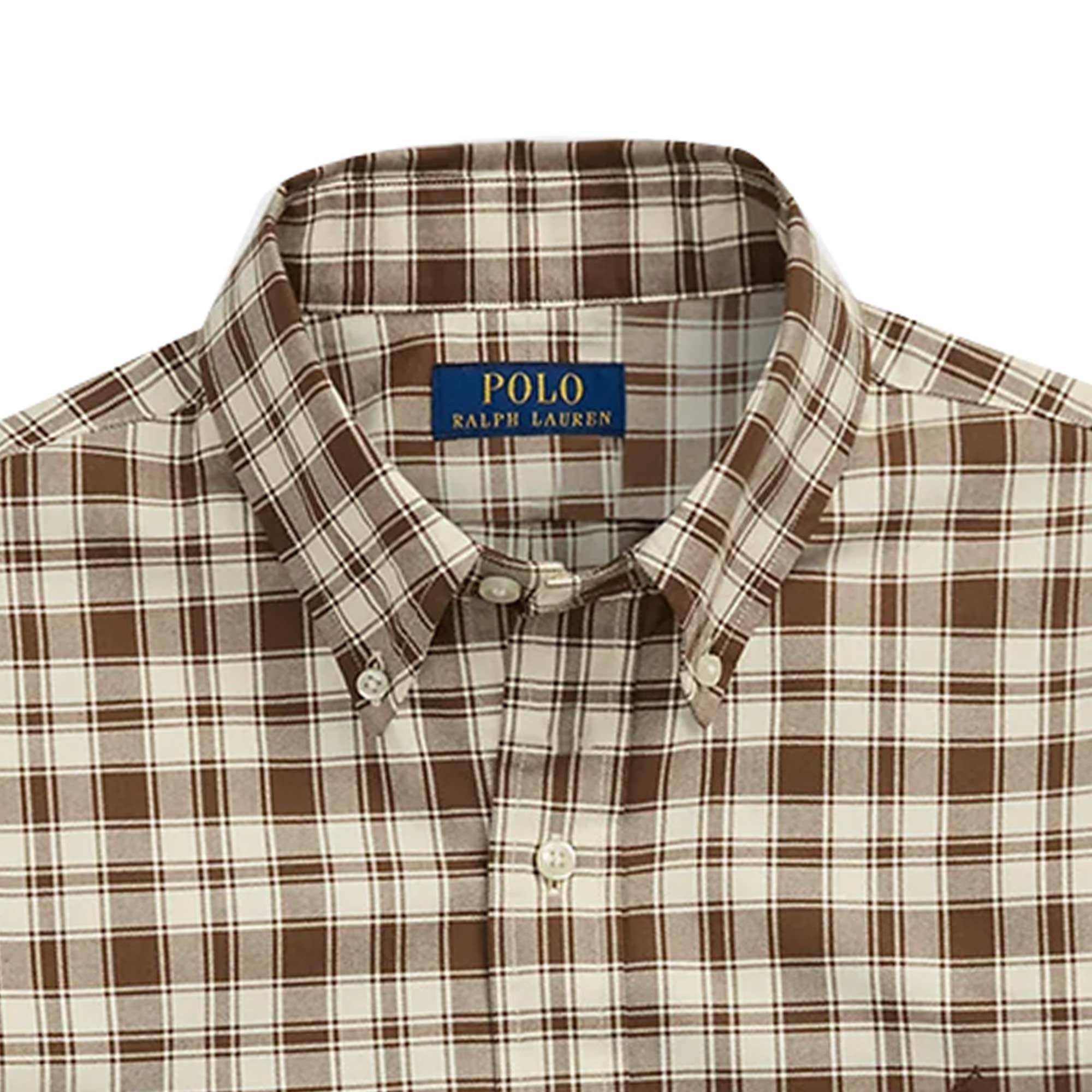 Polo Ralph Lauren Custom Fit Plaid Oxford Shirt - Brown