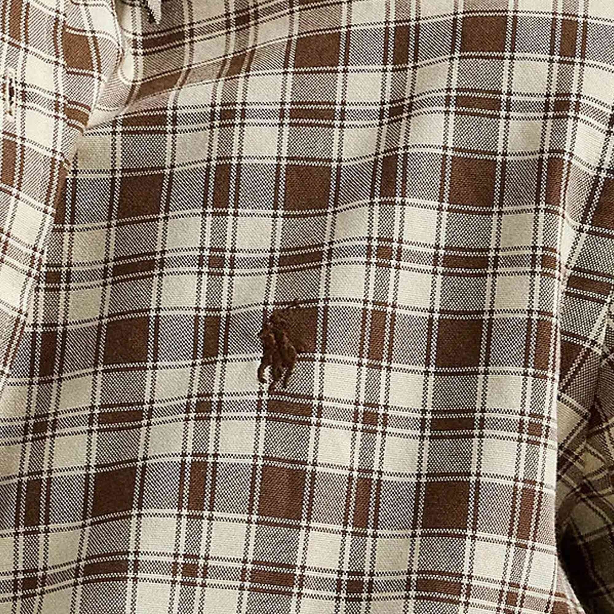 Polo Ralph Lauren Custom Fit Plaid Oxford Shirt - Brown
