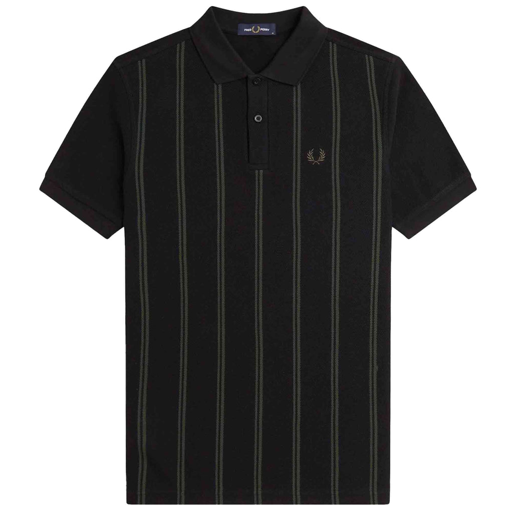 Fred Perry Striped Polo Shirt - Black