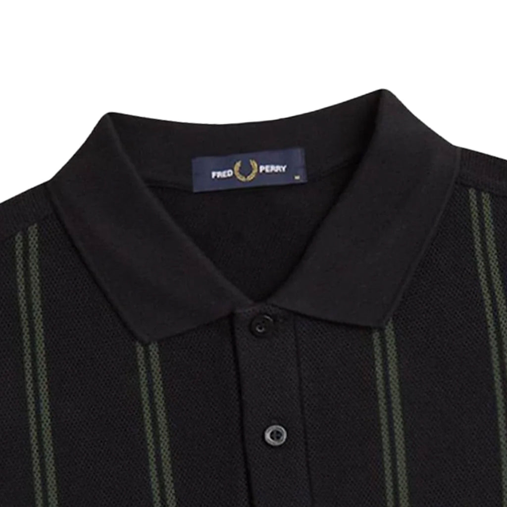 Fred Perry Striped Polo Shirt - Black