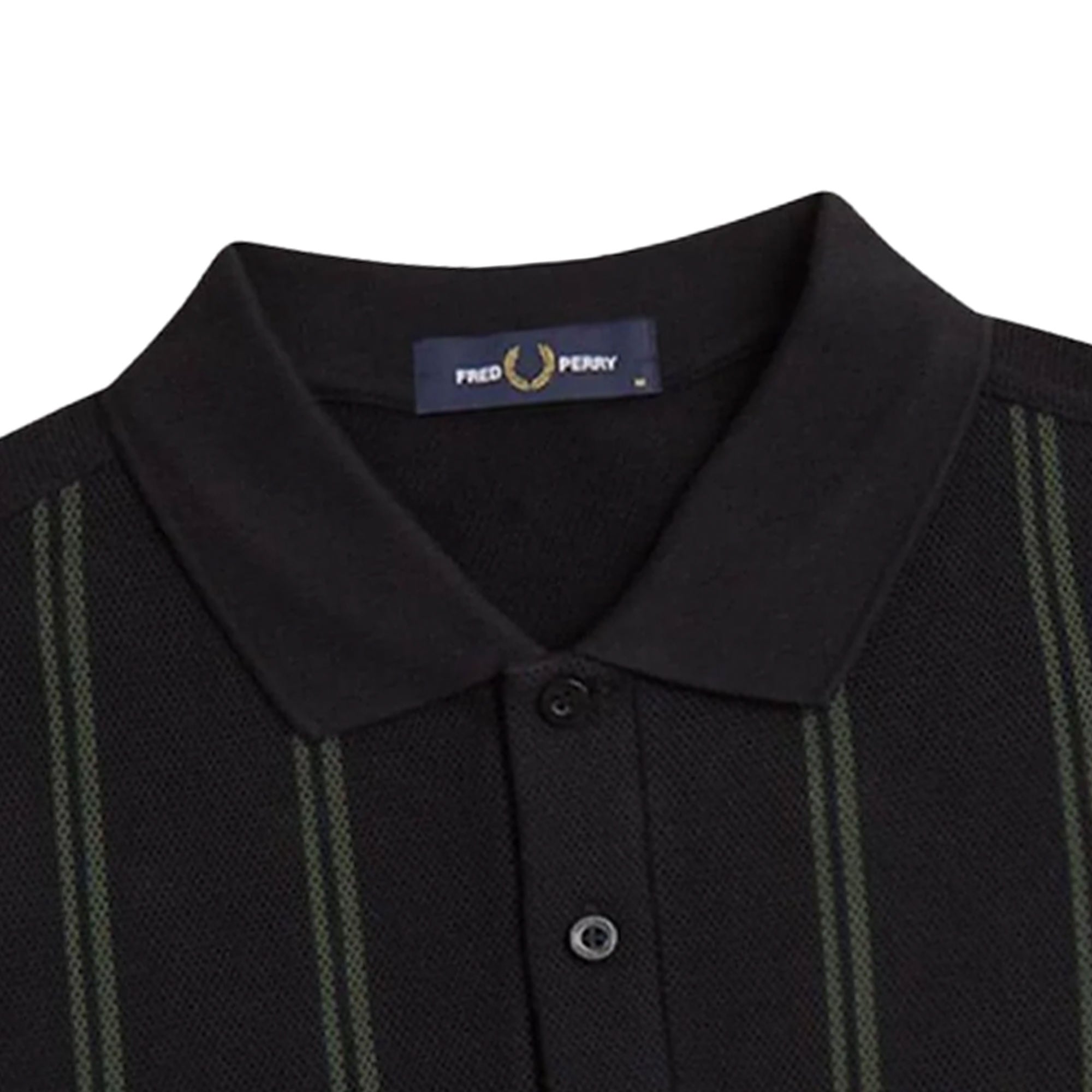 Fred Perry Striped Polo Shirt - Black