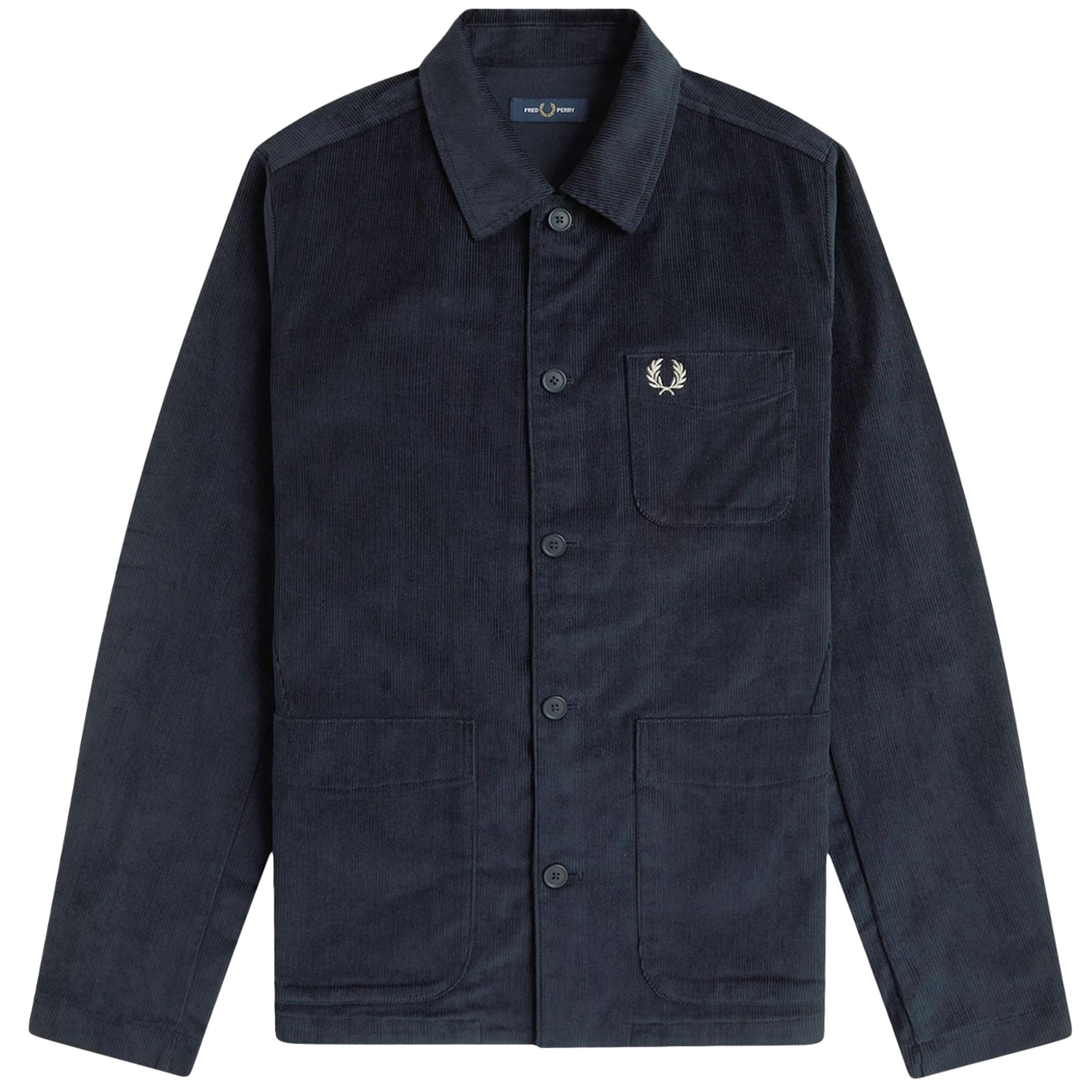 Fred Perry Corduroy Pocket Detail Overshirt - Navy