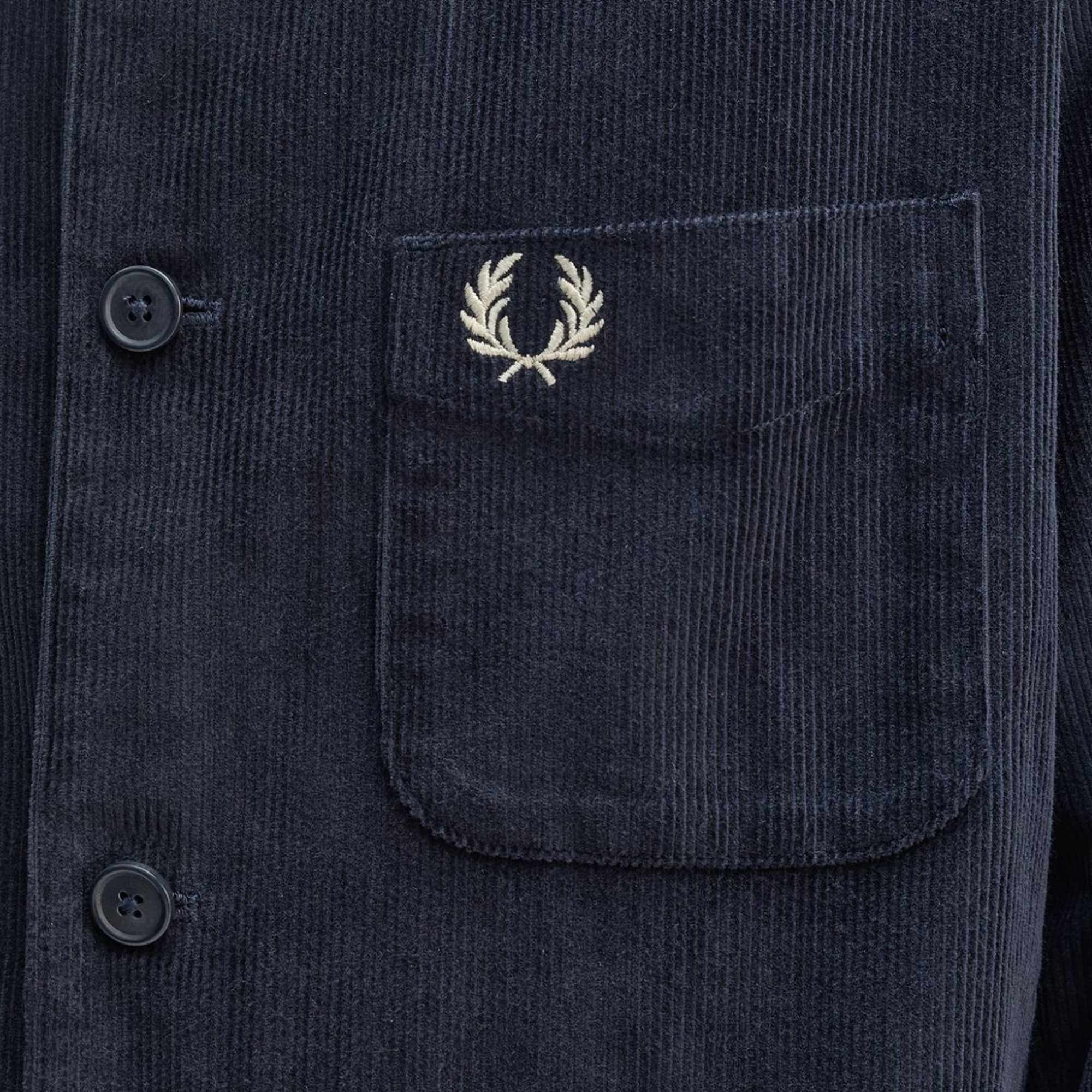 Fred Perry Corduroy Pocket Detail Overshirt - Navy