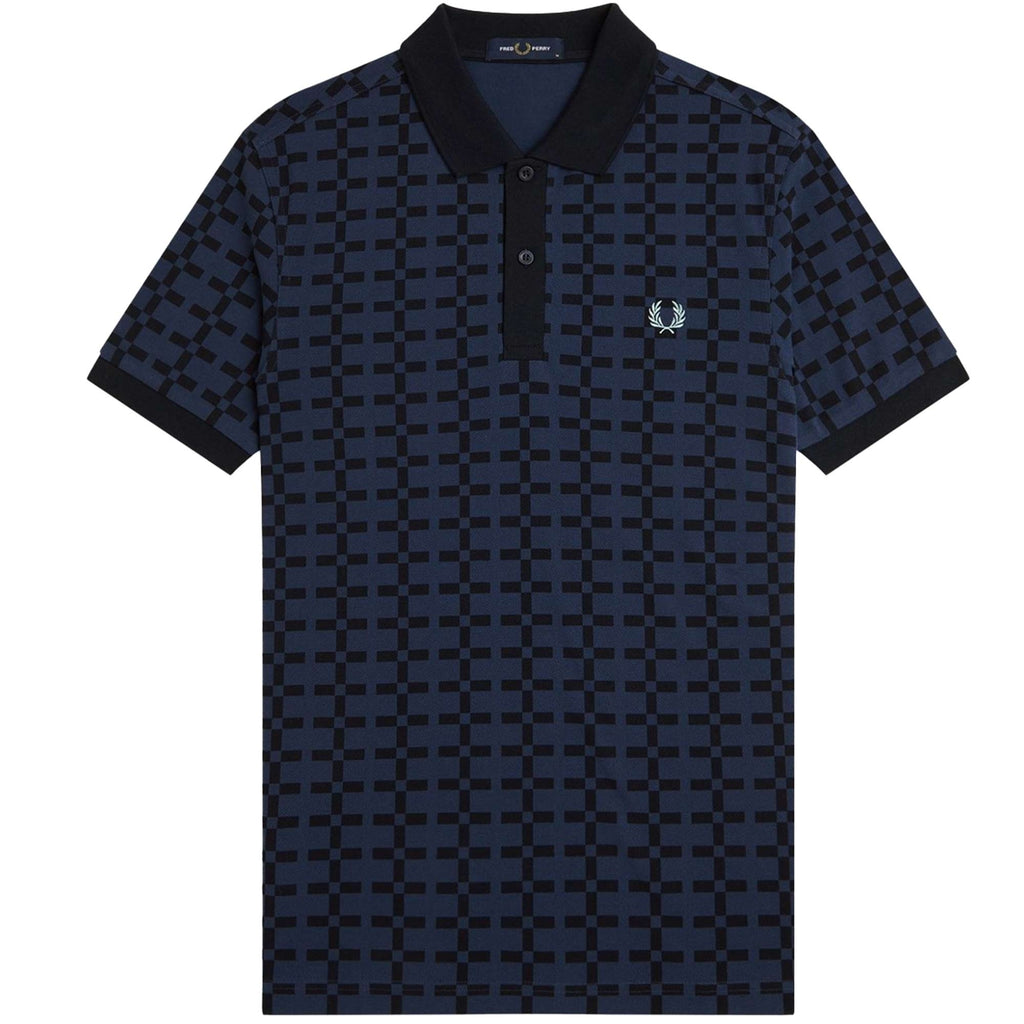 Fred Perry Jacquard Print Polo Shirt - Tennis Blue
