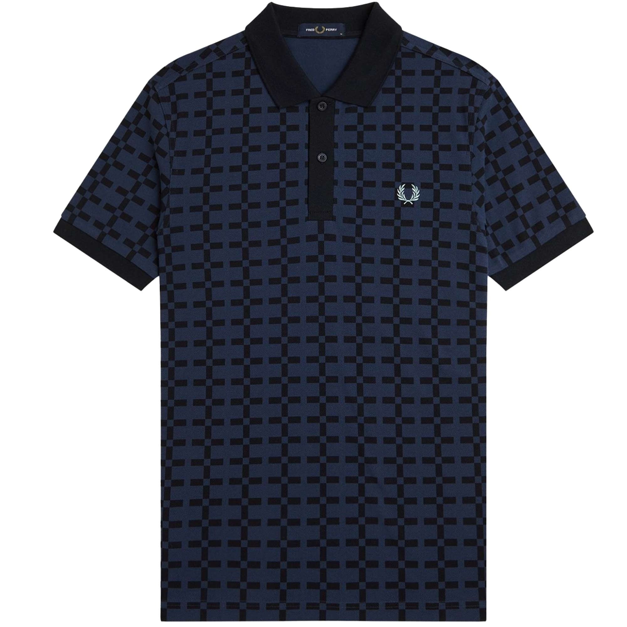 Fred Perry Jacquard Print Polo Shirt - Tennis Blue