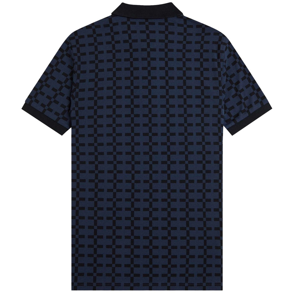 Fred Perry Jacquard Print Polo Shirt - Tennis Blue