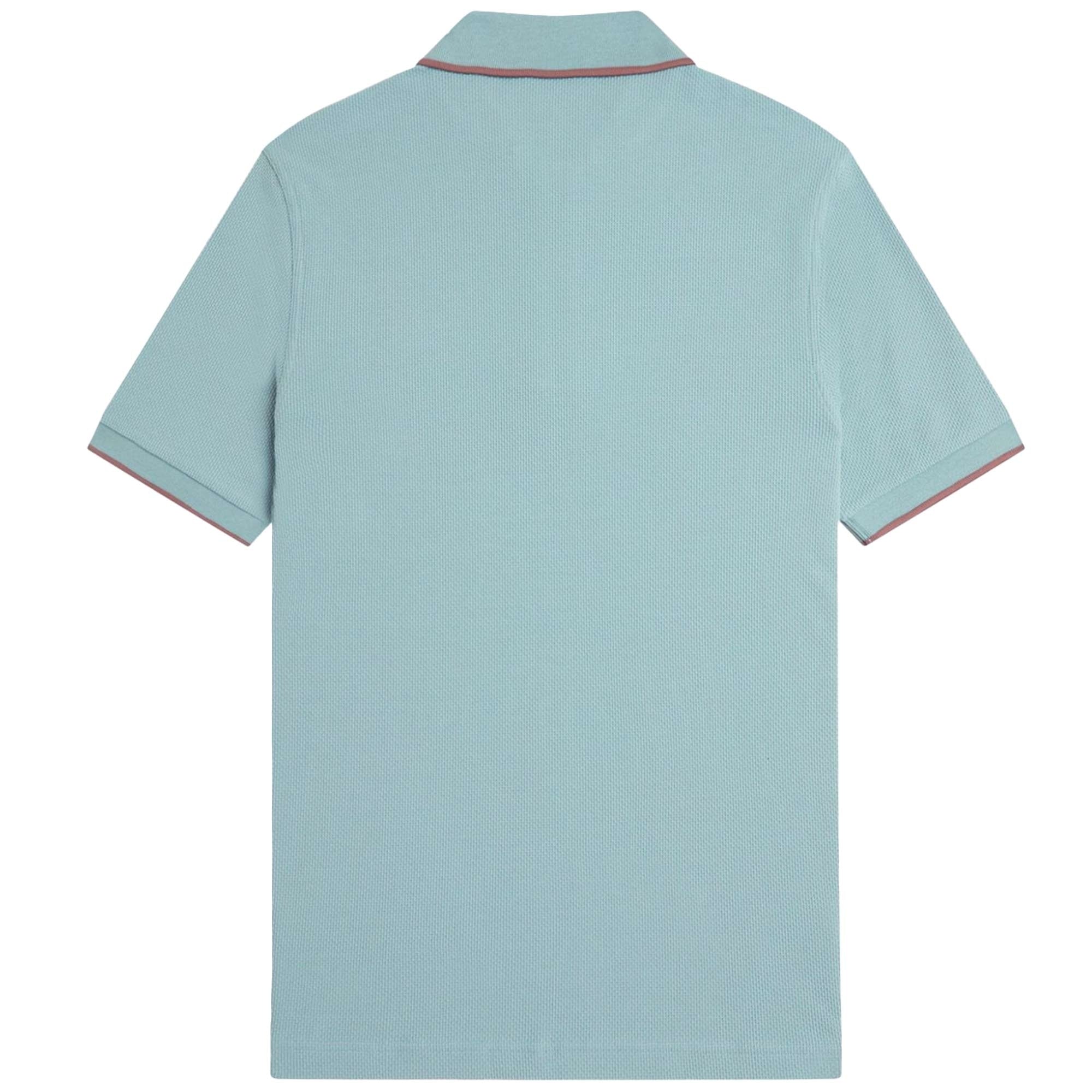 Fred Perry Textured Zip Neck Polo Shirt - Silver Blue