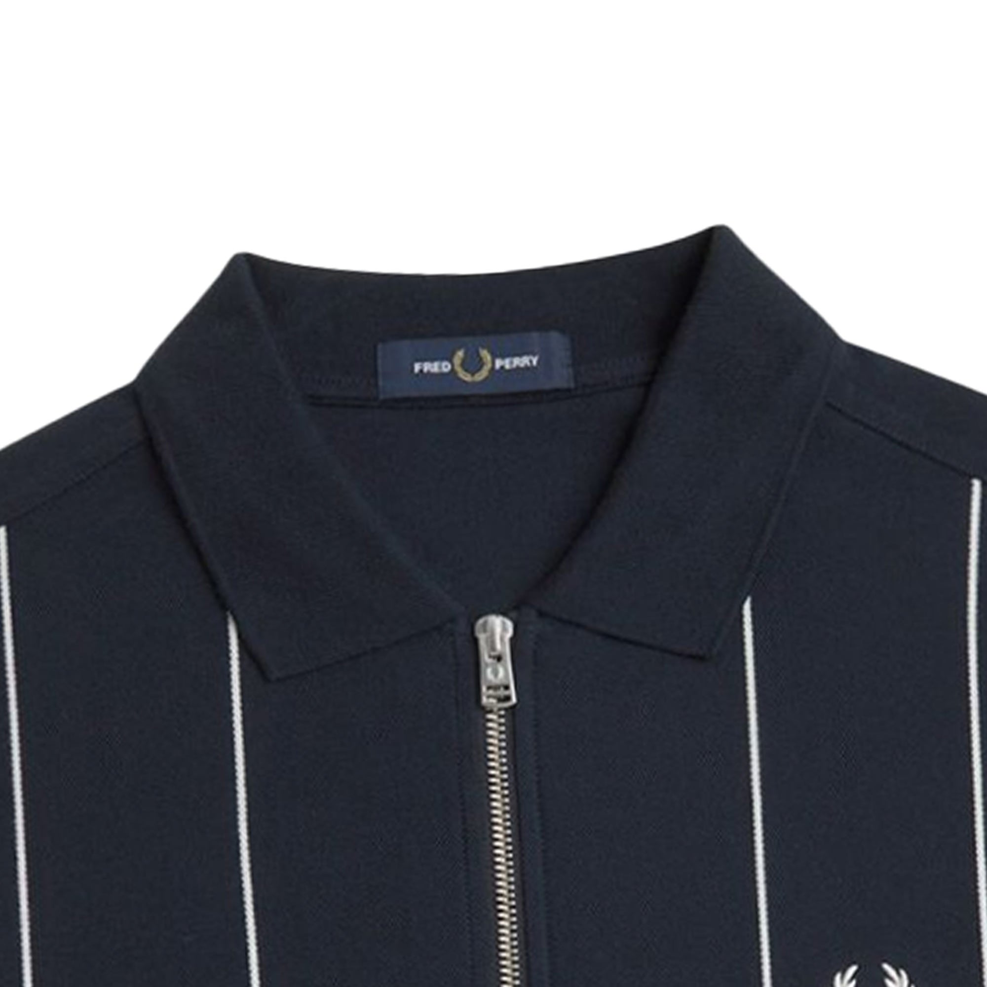 Fred Perry Pinstripe Zip Neck Polo Shirt - Navy – Stuarts London