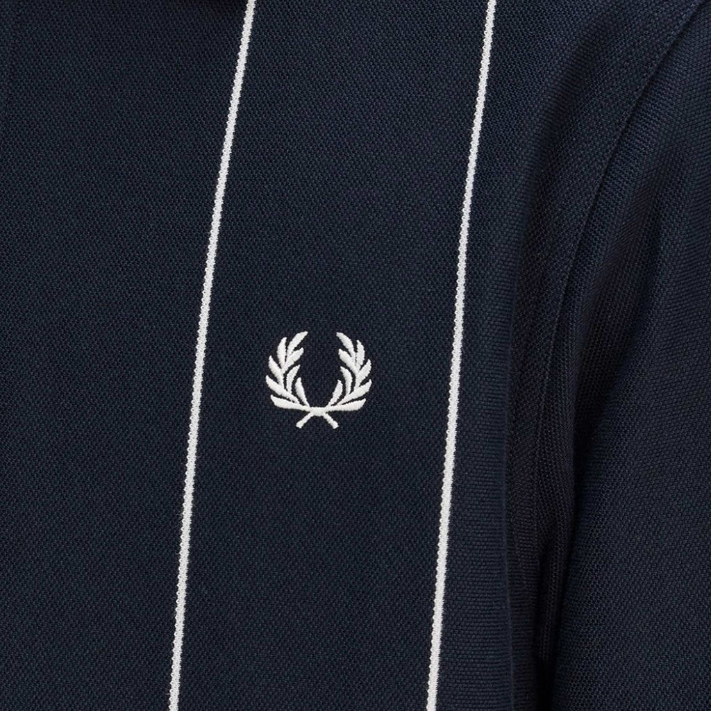 Fred Perry Pinstripe Zip Neck Polo Shirt - Navy