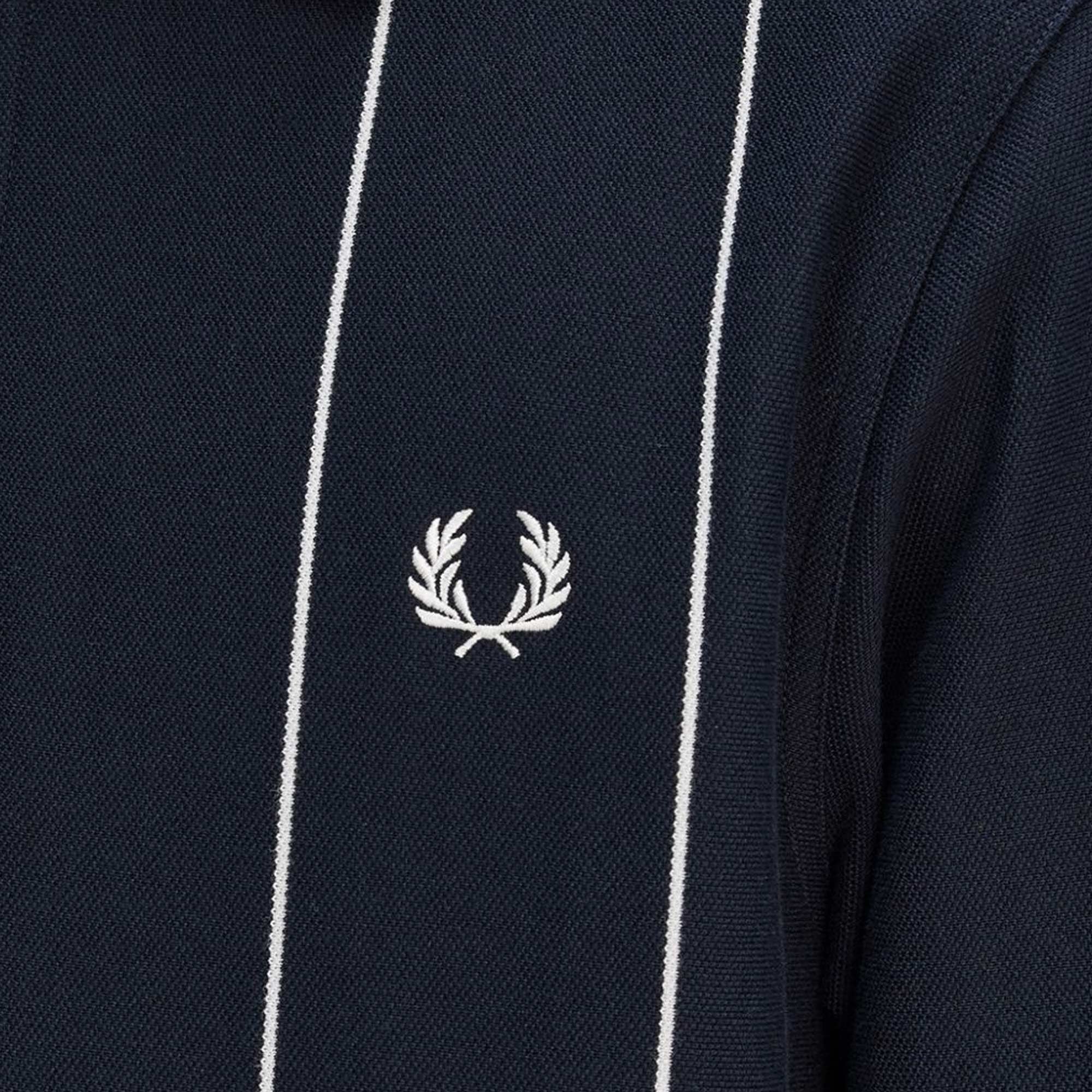 Fred Perry Pinstripe Zip Neck Polo Shirt - Navy