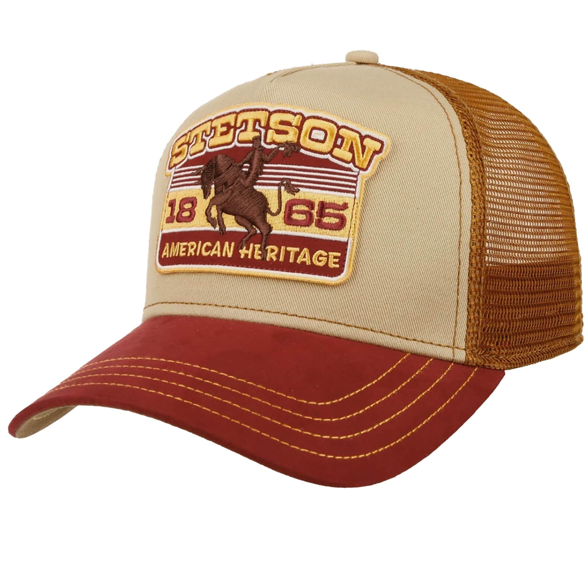 Heritage Rodeo Trucker Cap - Beige and Red