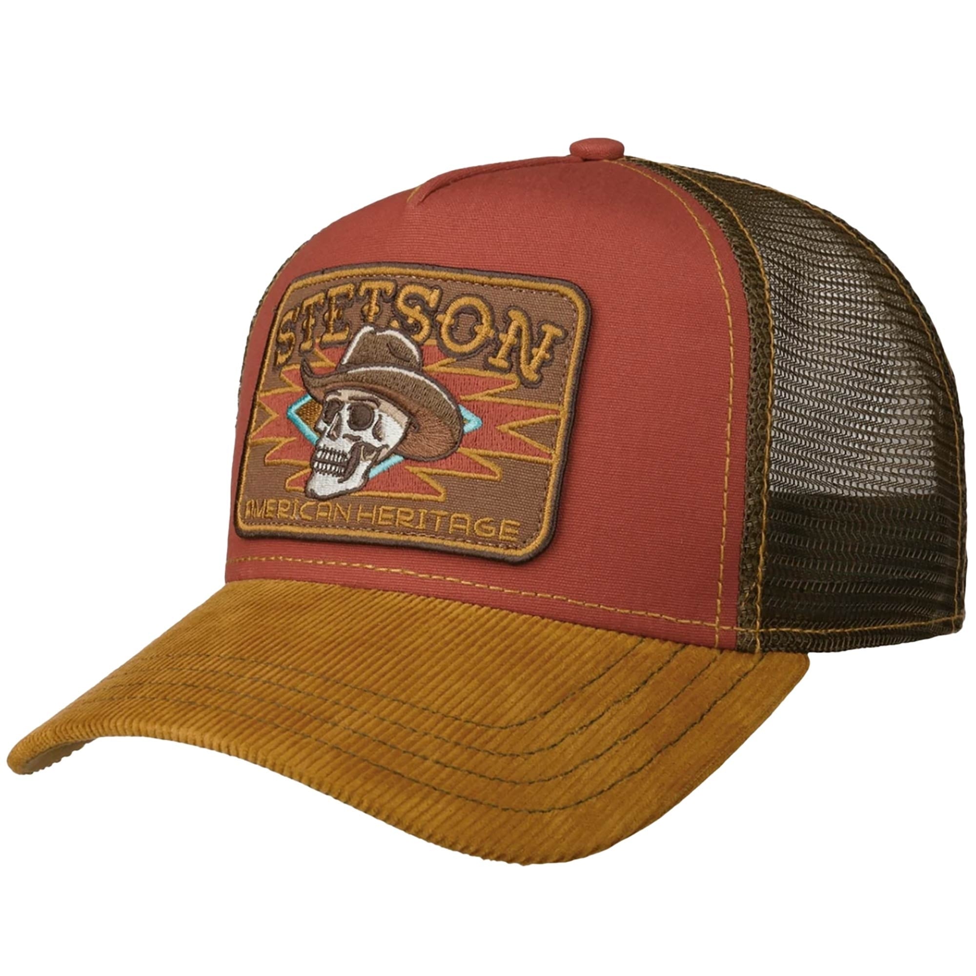 Cowboy Skull Trucker Cap - Red