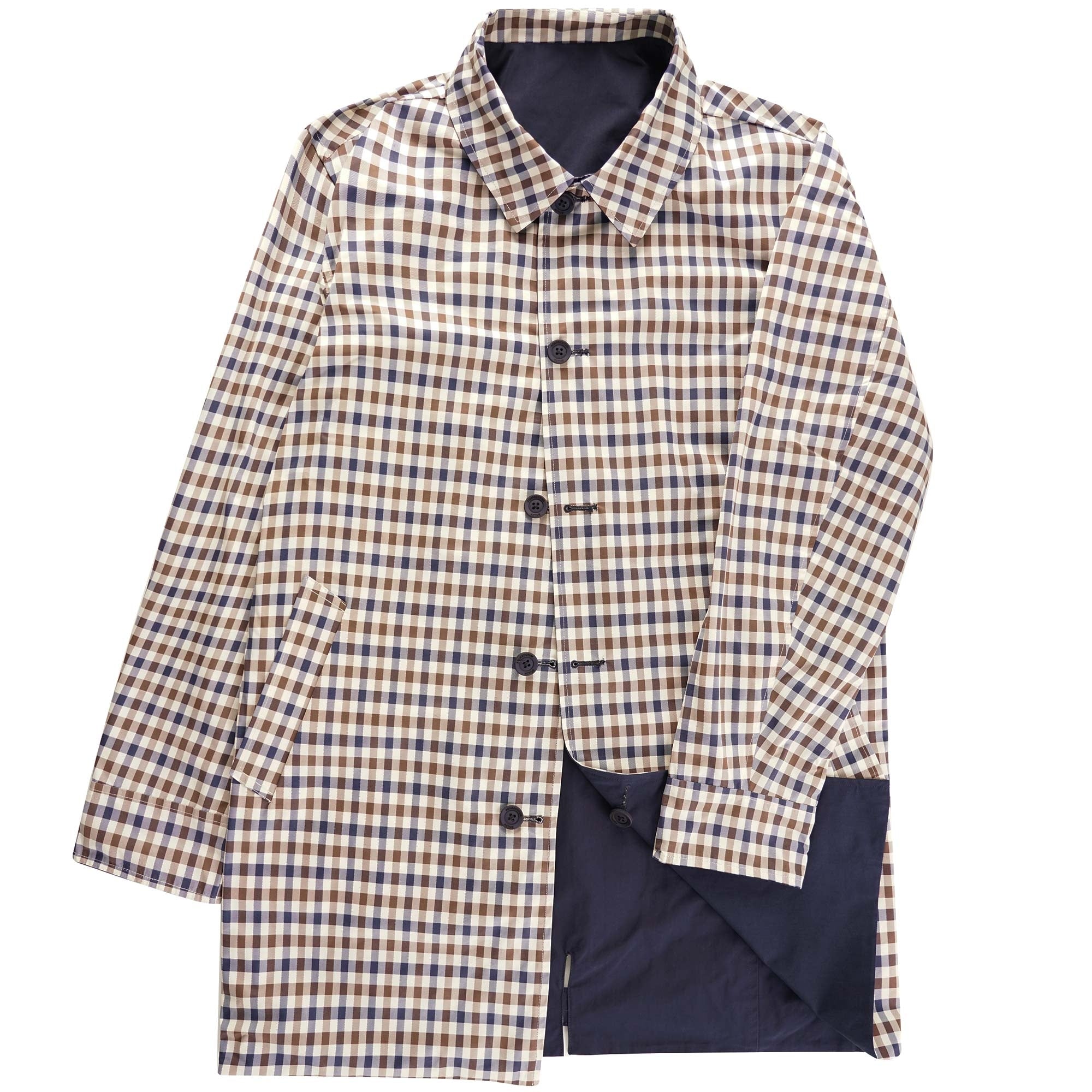 Iconic Reversible Check Trench - Navy