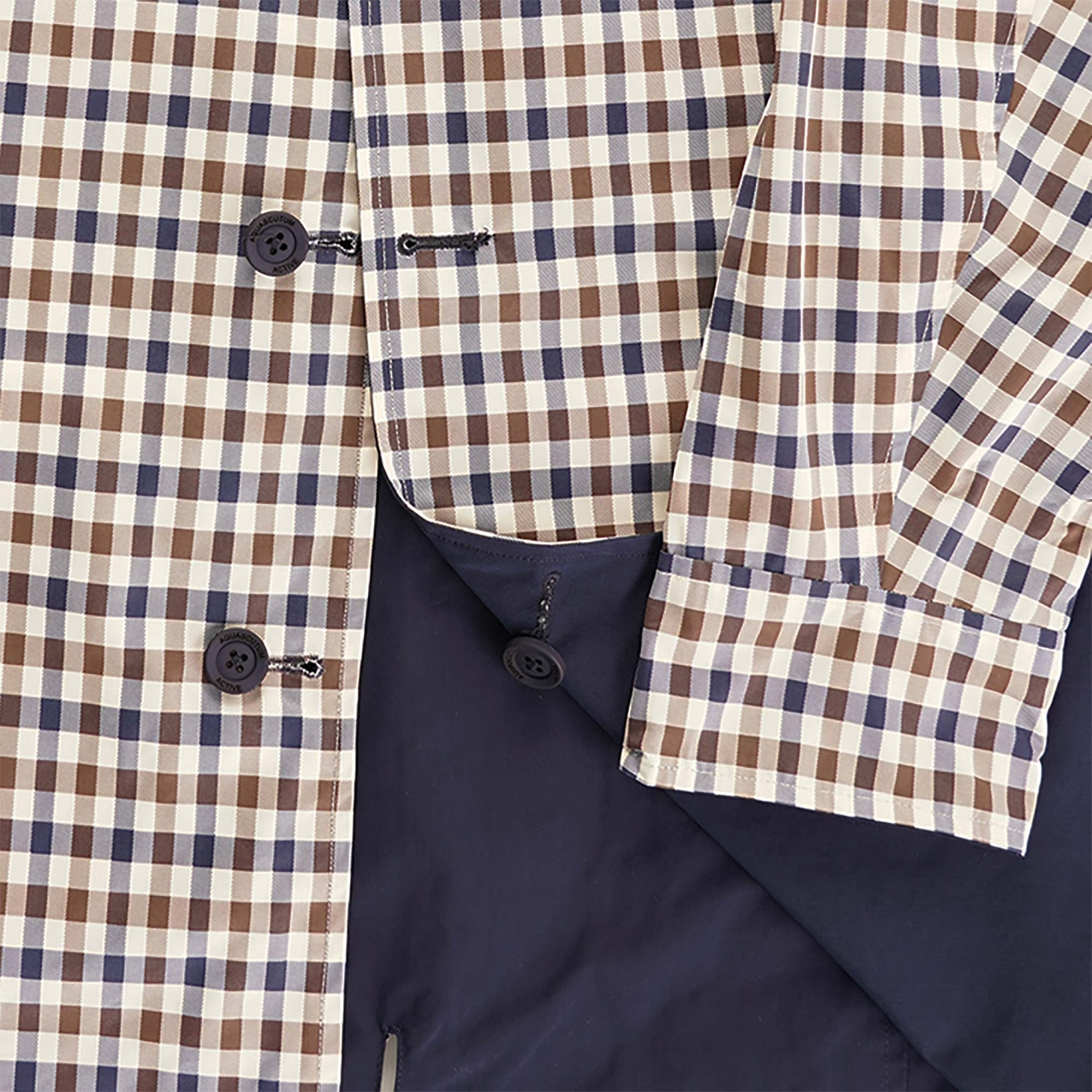 Iconic Reversible Check Trench - Navy