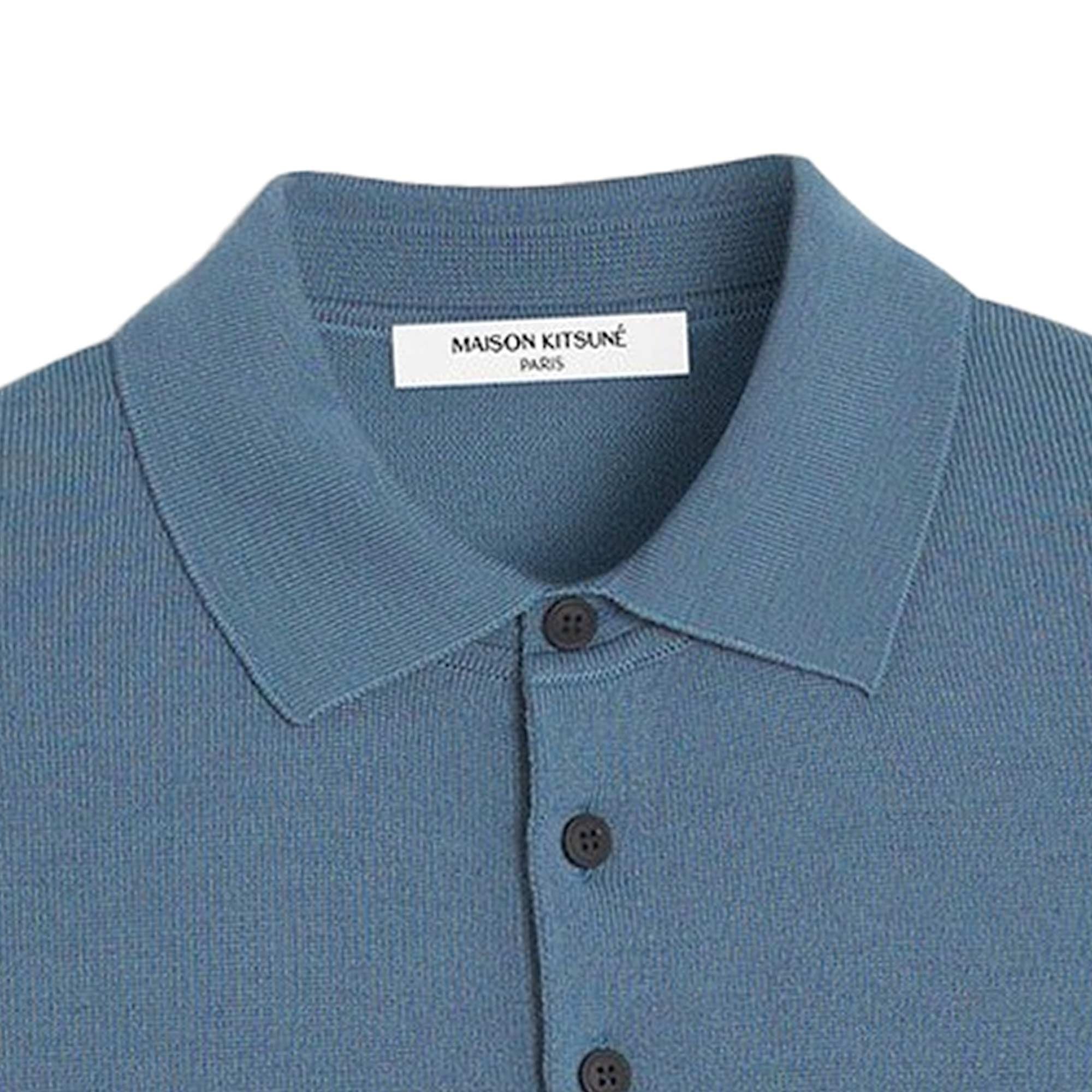 Bold Fox Head Knitted Polo Jumper - Breton Blue