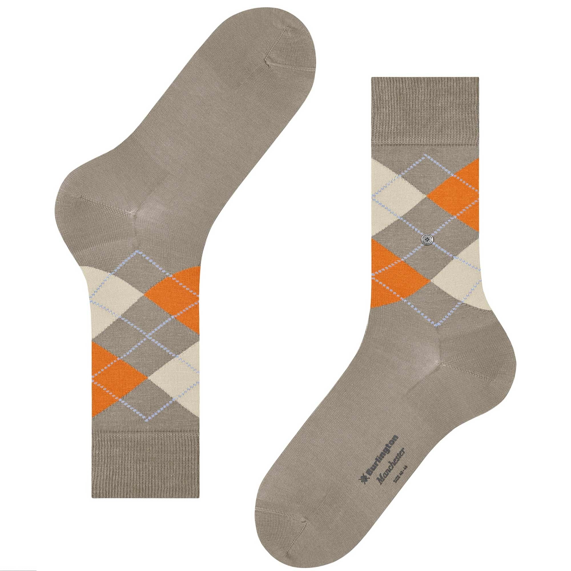 Manchester Socks - Ecru and Orange