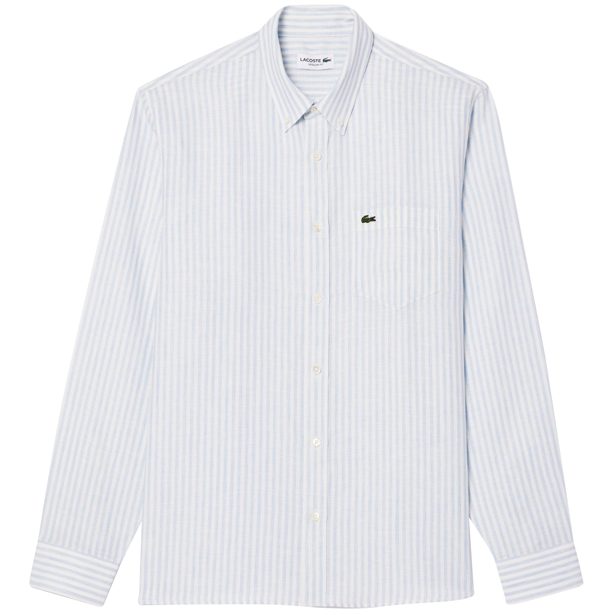 Lacoste Regular Fit Striped Linen Shirt - Blue