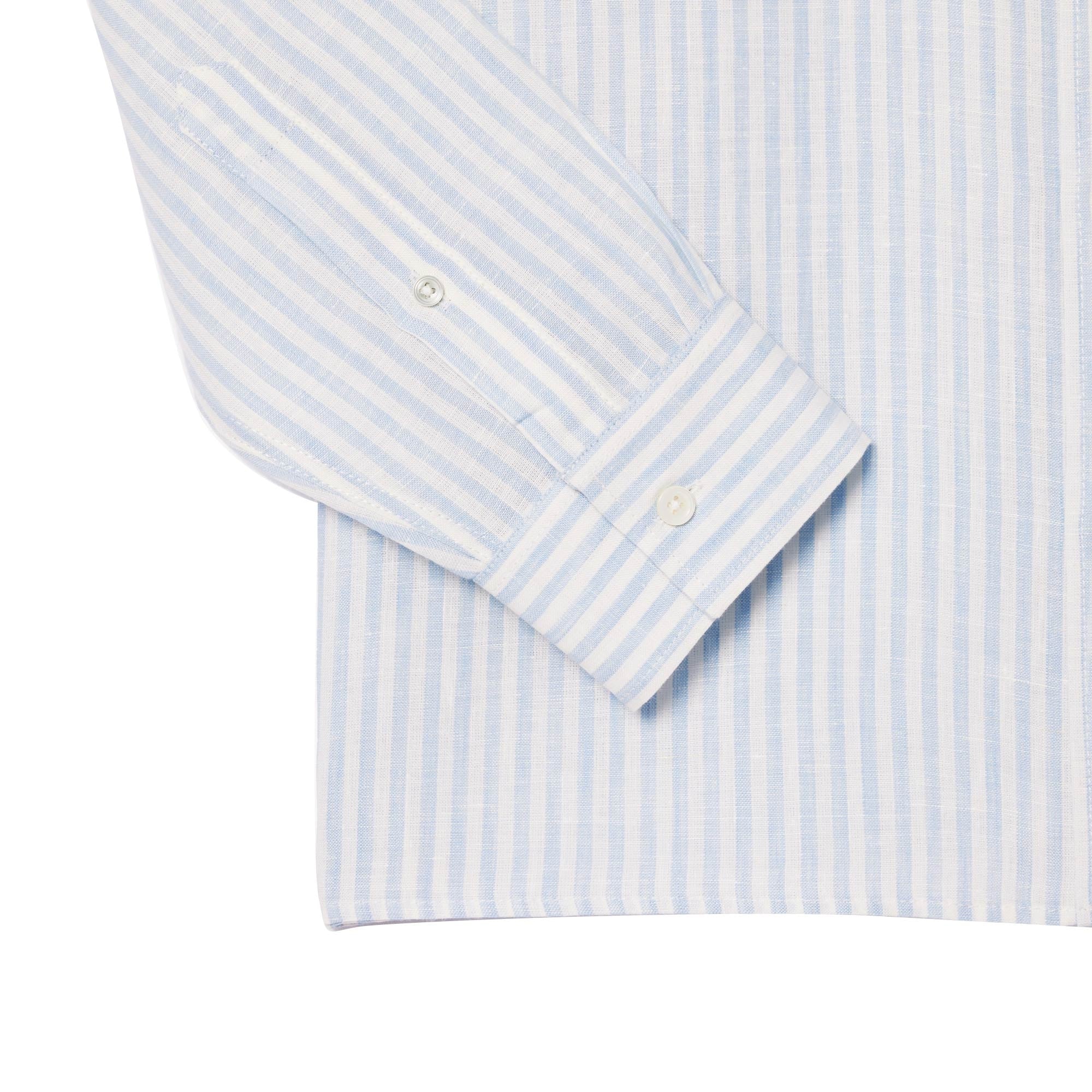 Lacoste Regular Fit Striped Linen Shirt - Blue