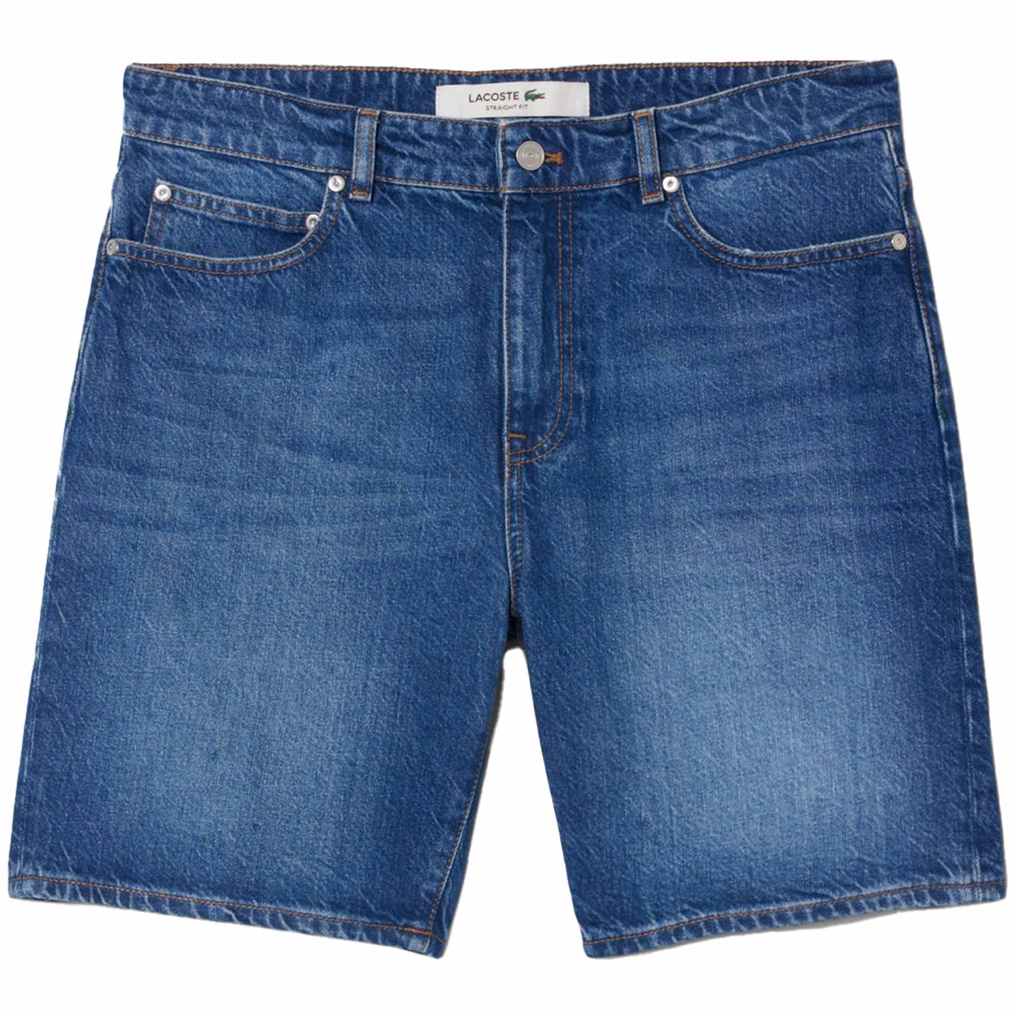 Lacoste Straight Fit Denim Bermuda Shorts - Blue