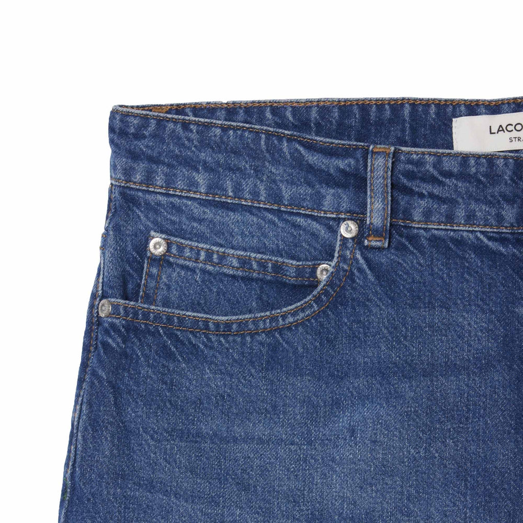 Lacoste Straight Fit Denim Bermuda Shorts - Blue