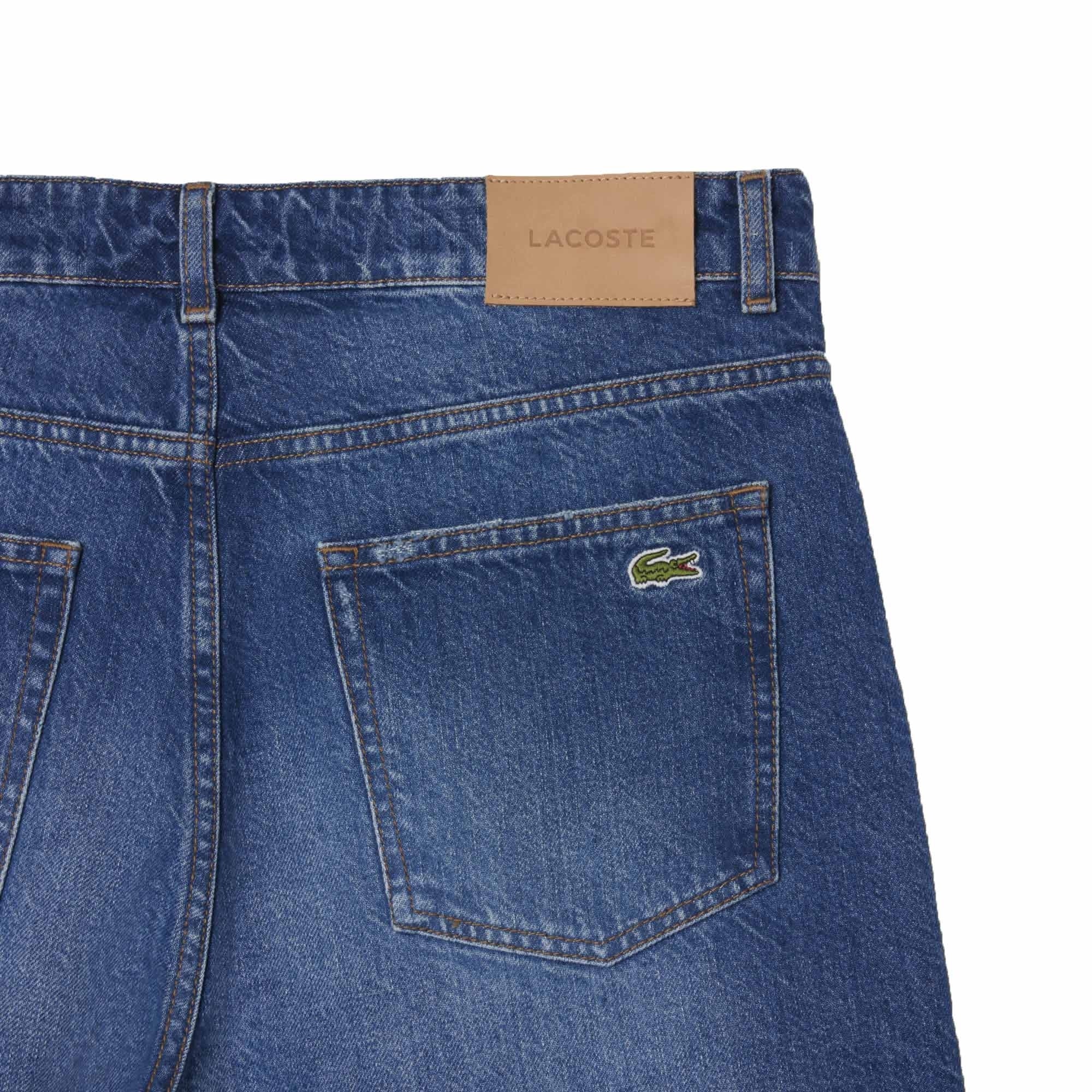 Lacoste Straight Fit Denim Bermuda Shorts - Blue
