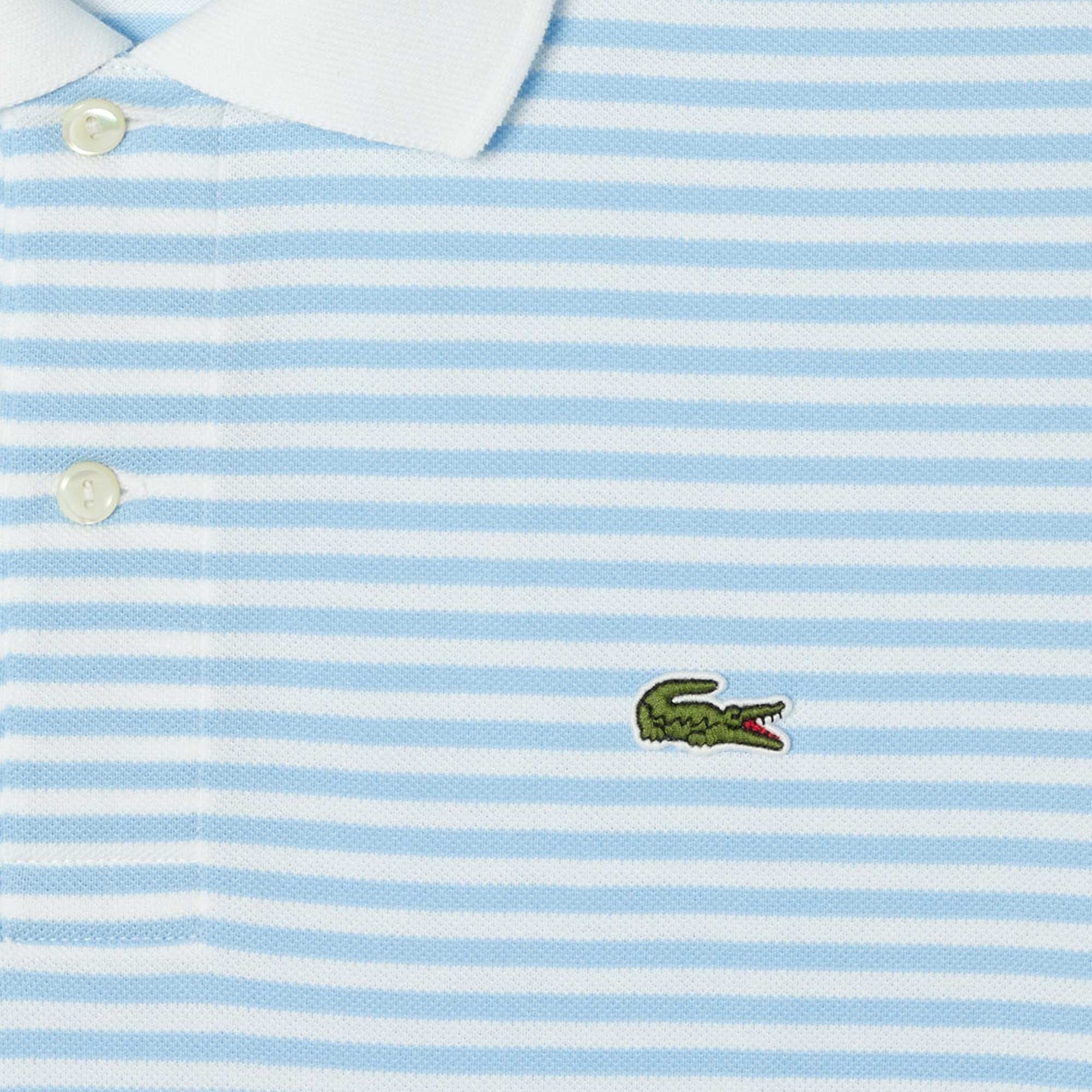 Classic Fit Striped Pique Polo Shirt - Blue