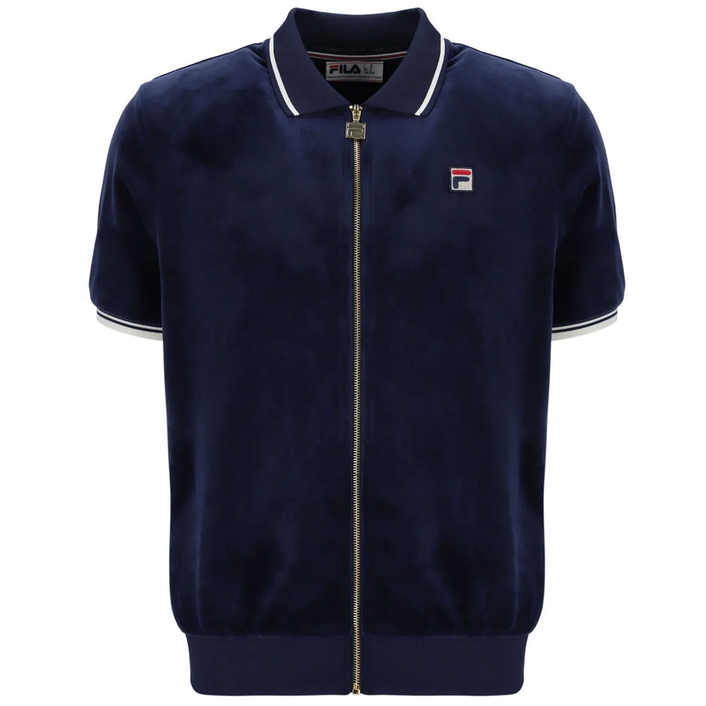Fila Vintage Terry Velour Polo - Fila Navy