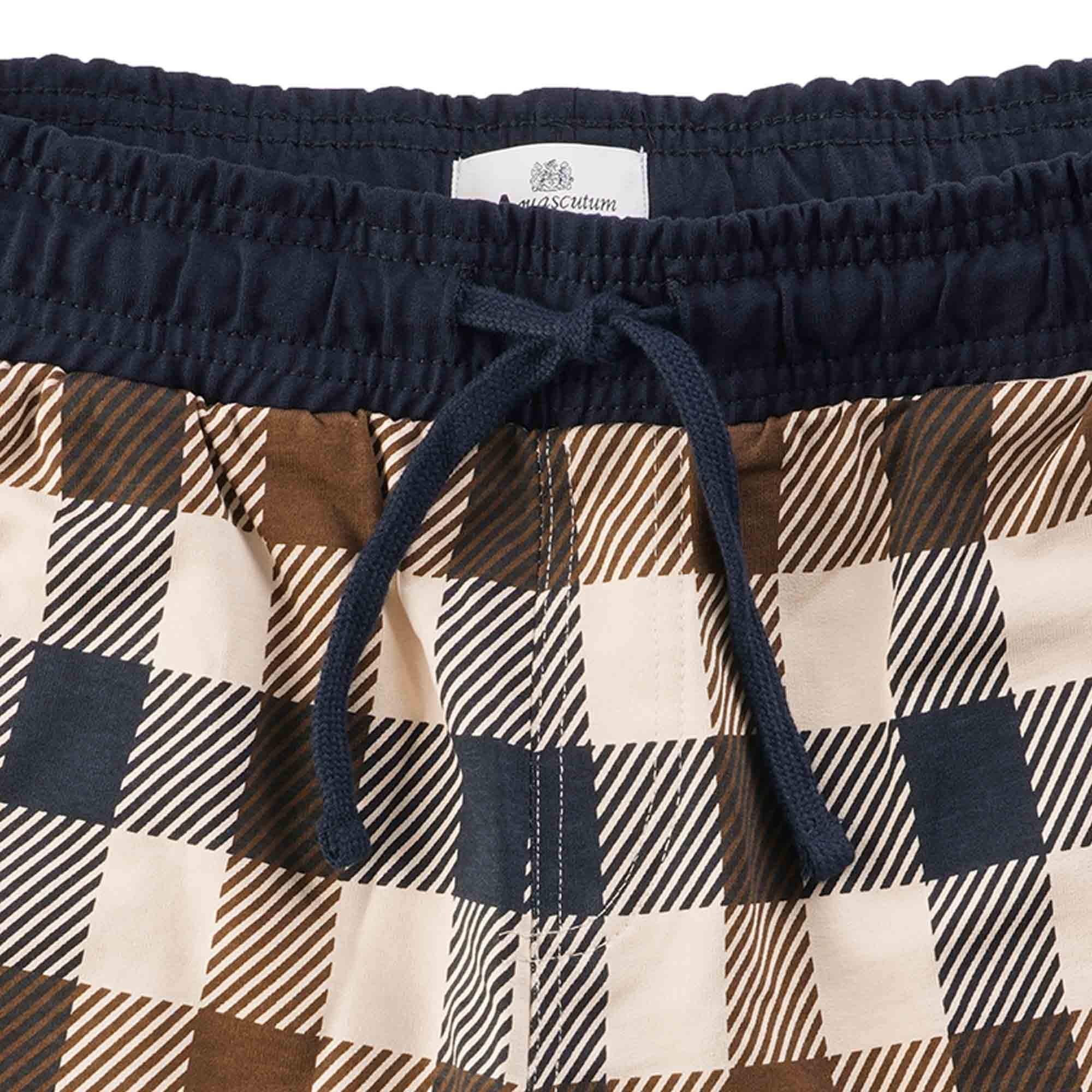 Macro Club Check Sweat Shorts - Navy