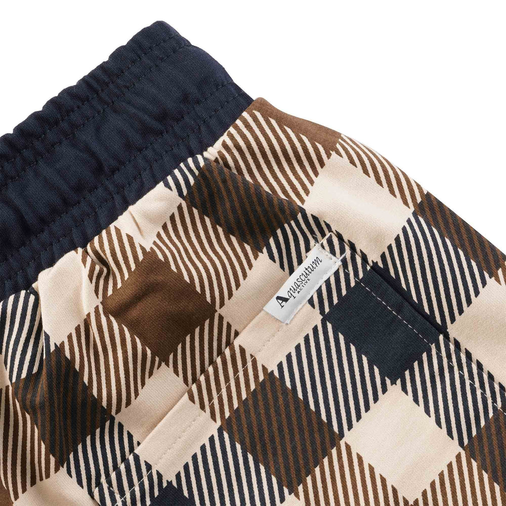 Macro Club Check Sweat Shorts - Navy