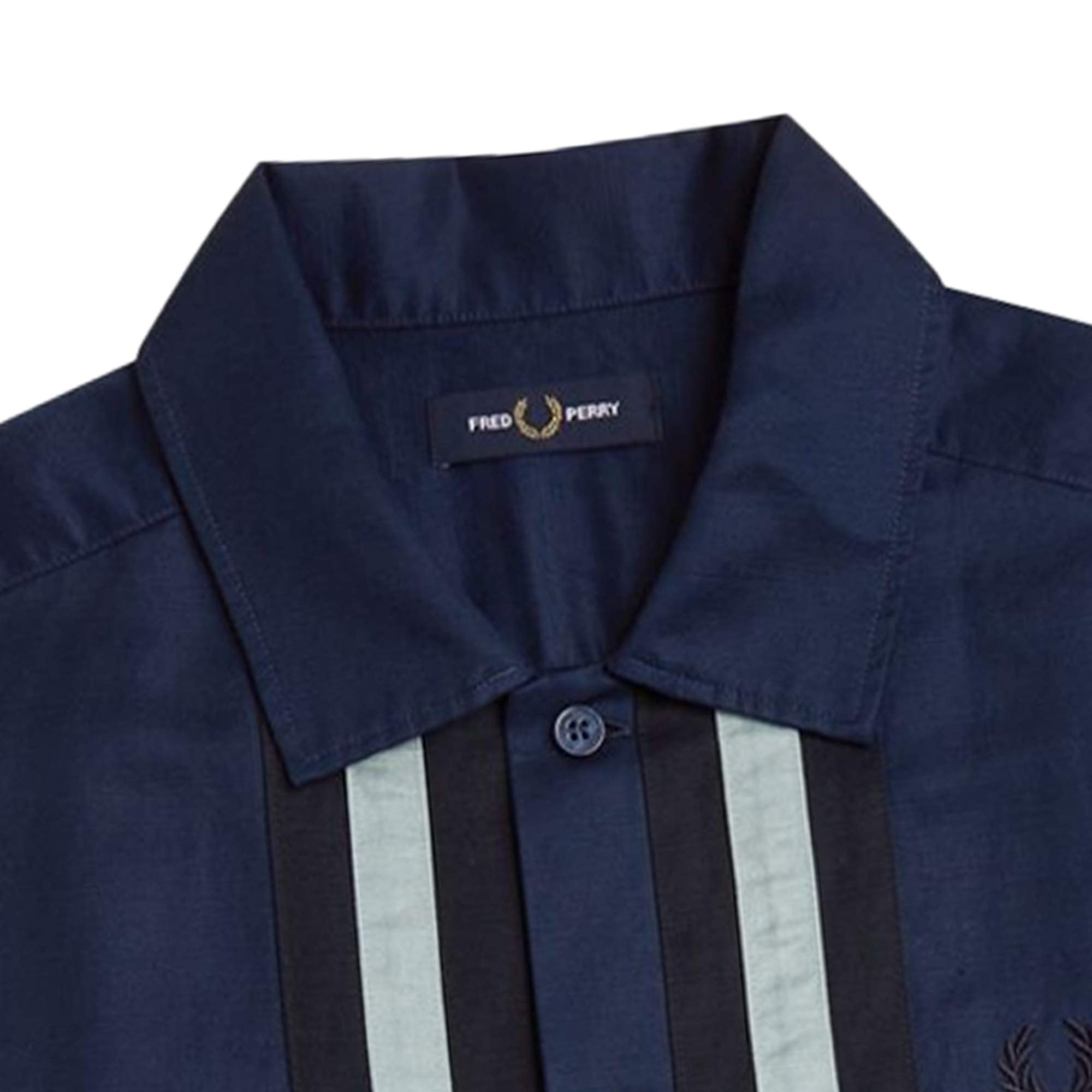 Fred Perry Linen Blend Panelled Shirt - Tennis Blue