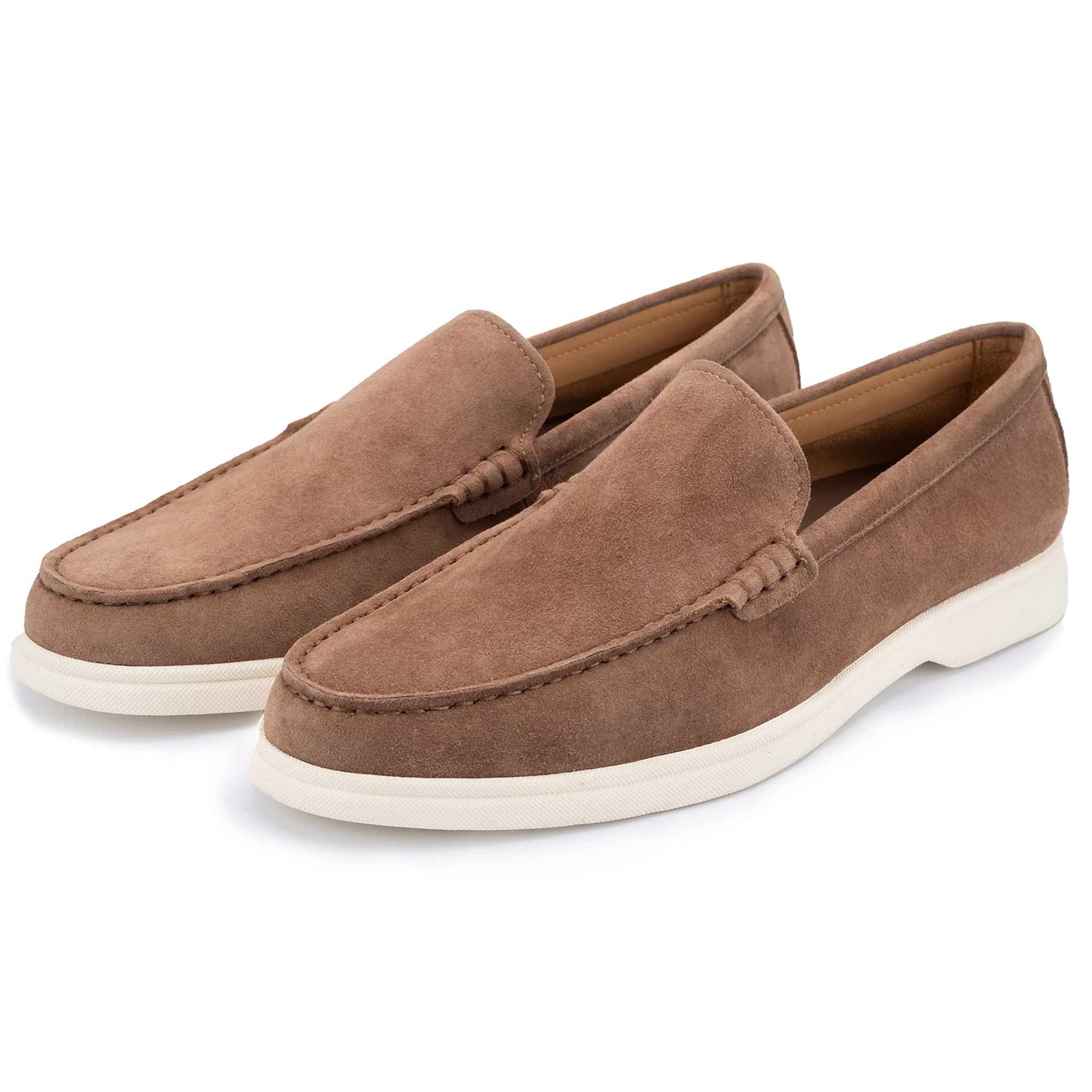 John White Ethan Plain Calf Suede Loafer - Brown