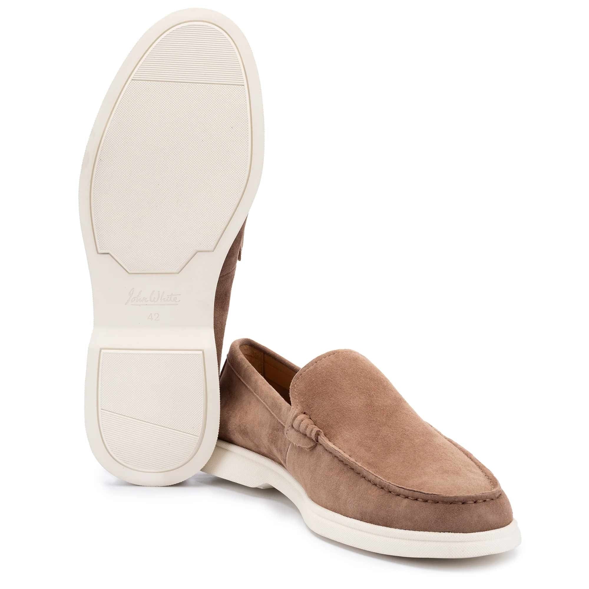 John White Ethan Plain Calf Suede Loafer - Brown