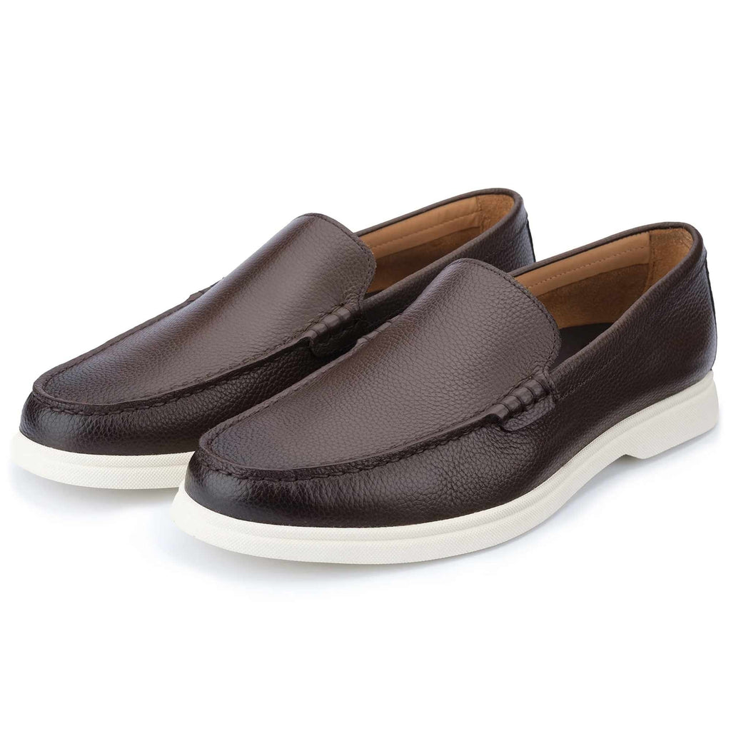 John White Ethan Plain Tumbled Grain Loafer - Brown