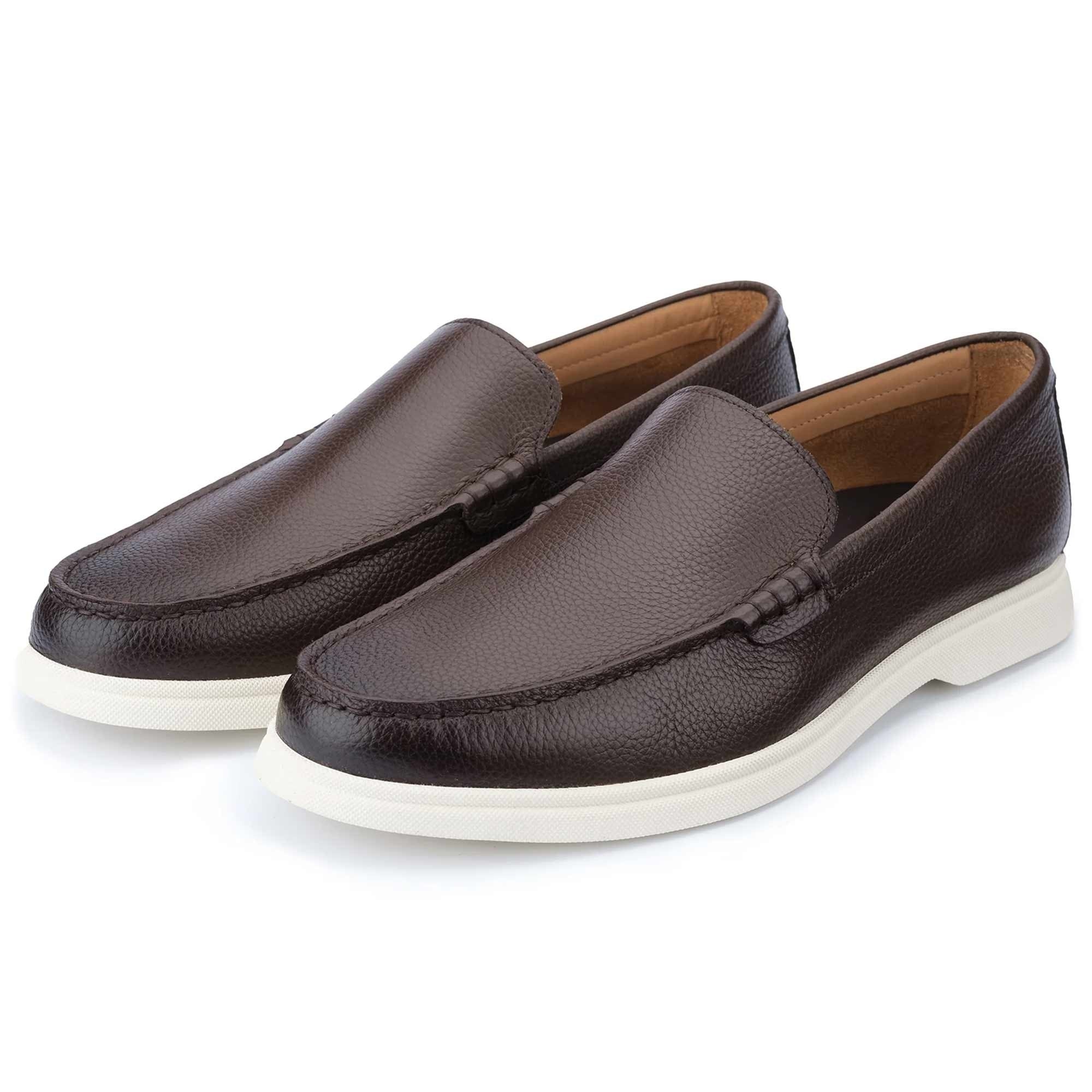 John White Ethan Plain Tumbled Grain Loafer - Brown