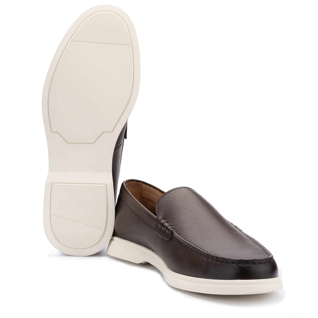 John White Ethan Plain Tumbled Grain Loafer - Brown