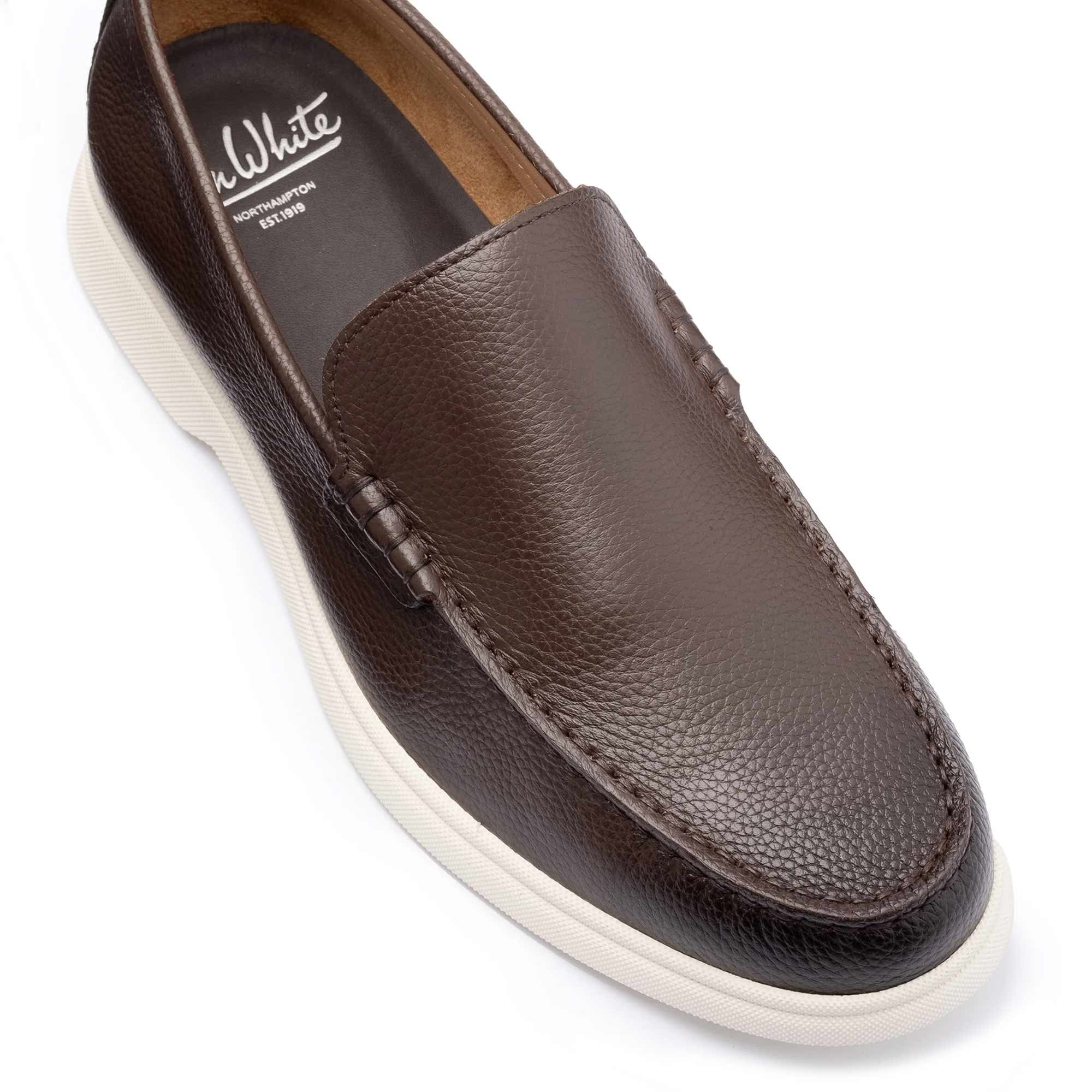 John White Ethan Plain Tumbled Grain Loafer - Brown
