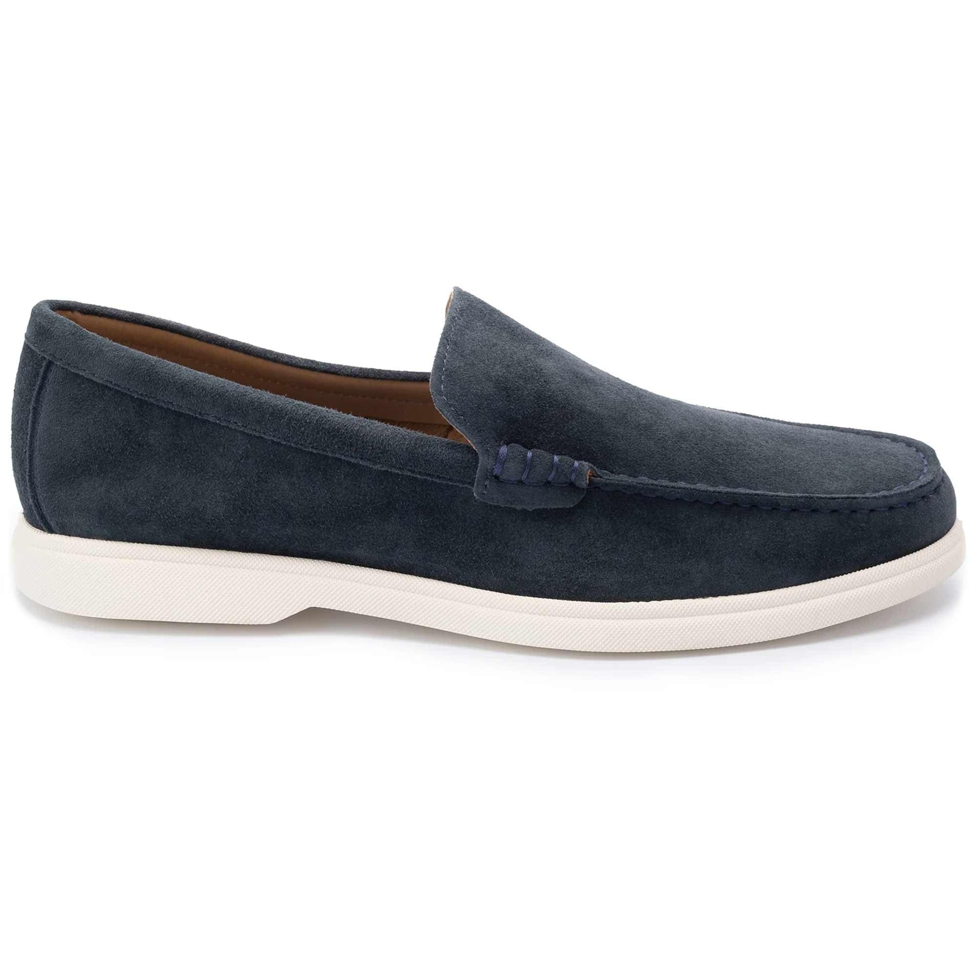 John White Ethan Plain Calf Suede Loafer - Navy