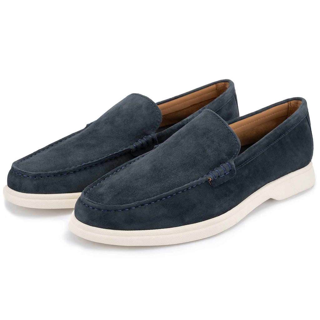 John White Ethan Plain Calf Suede Loafer - Navy