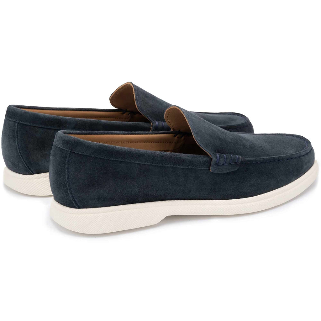 John White Ethan Plain Calf Suede Loafer - Navy