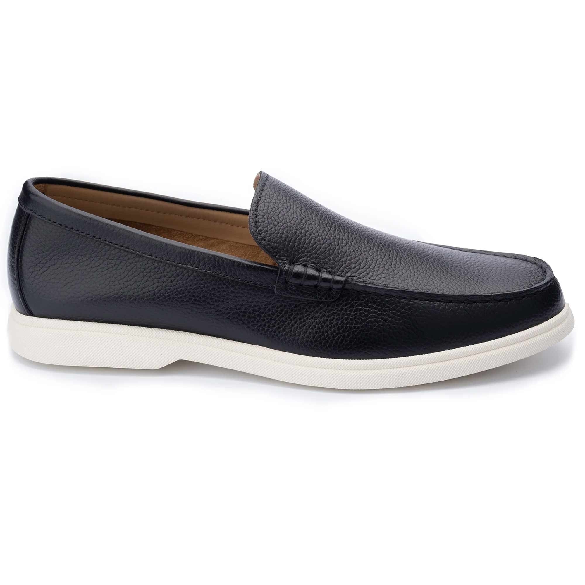 John White Ethan Plain Tumbled Grain Loafer - Navy
